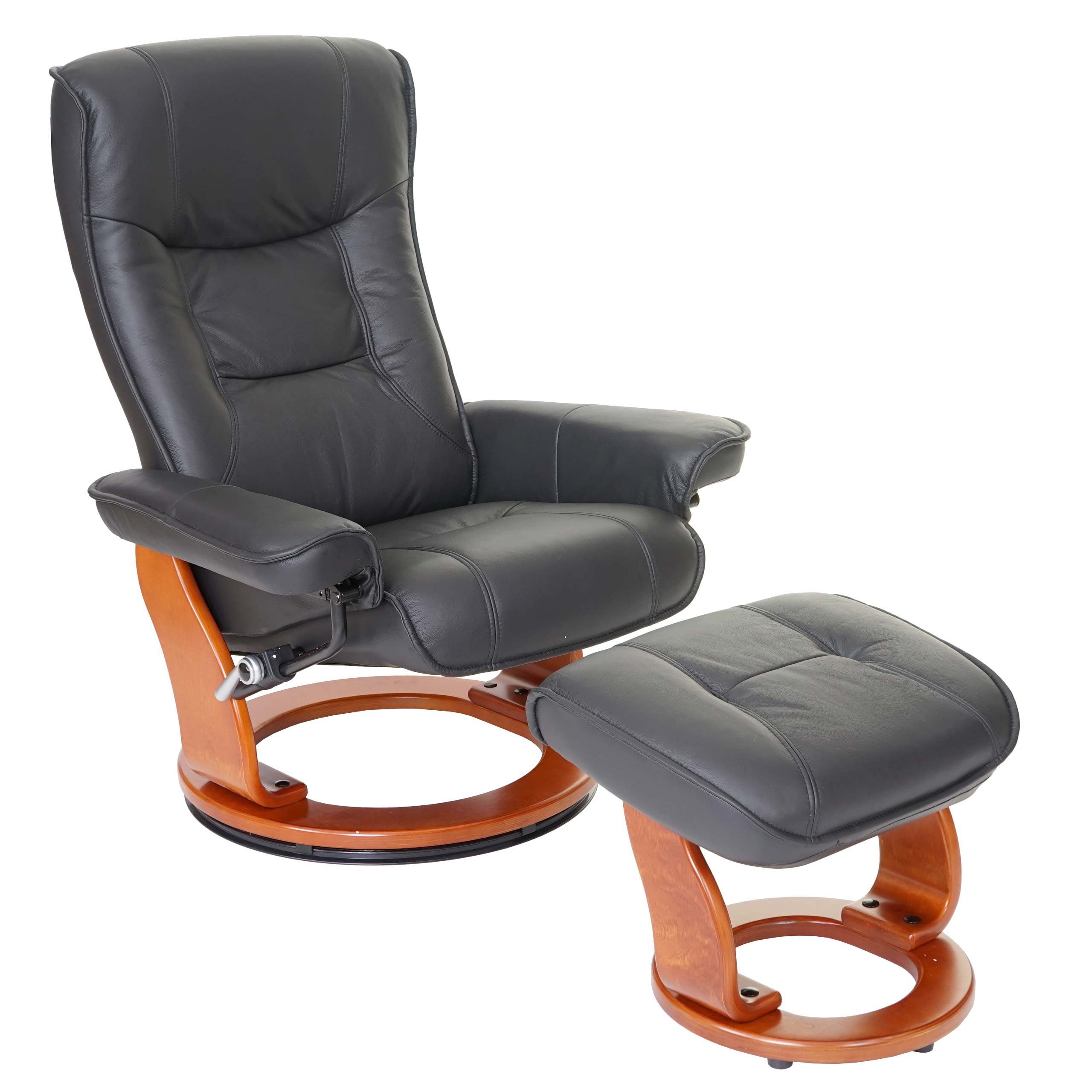 MCA furniture Relaxsessel Halifax, dicke Polsterung, inklusive Fußhocker, Armlehne höhenverstellbar schwarz, honigfarben