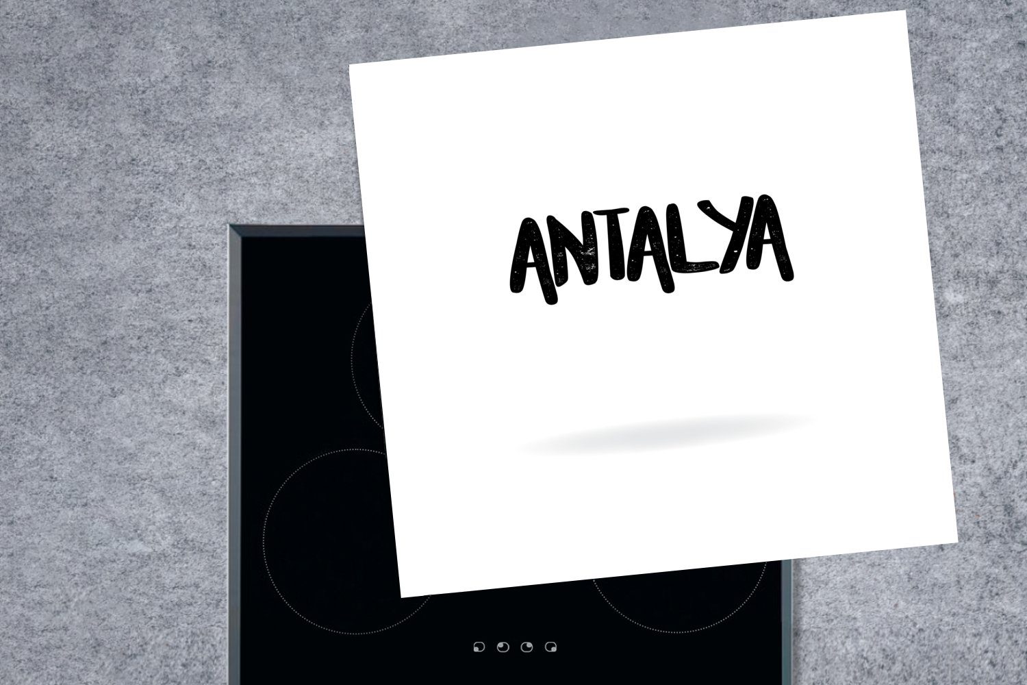 Antalya, für Stadtnamens des 78x78 tlg), Vinyl, cm, Illustration Arbeitsplatte Ceranfeldabdeckung, Herdblende-/Abdeckplatte (1 MuchoWow küche