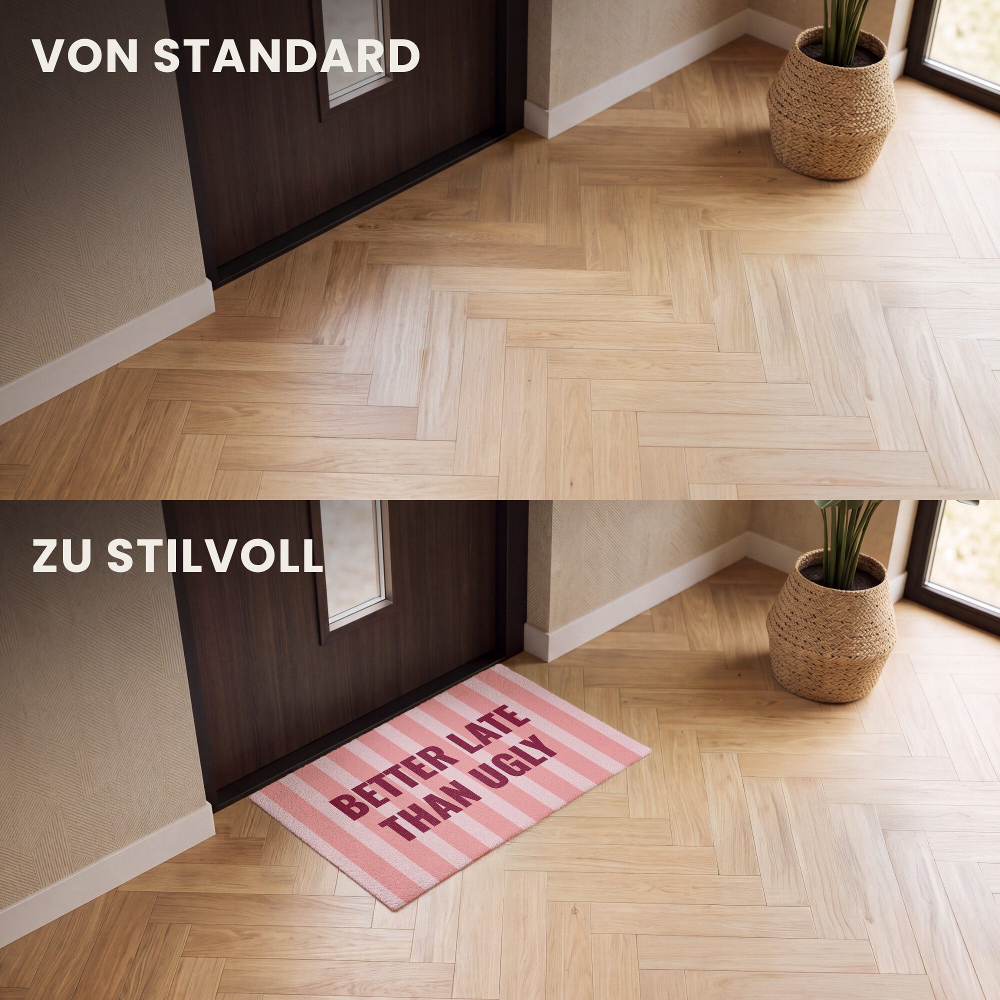 MuchoWow Fußmatte Rosa - Zitat - Streifen, Rechteckig, innen Schmutzfangmatte, Tür, Schmutzfänger Flur, Teppich 60x40 cm – Bild 3 von 5