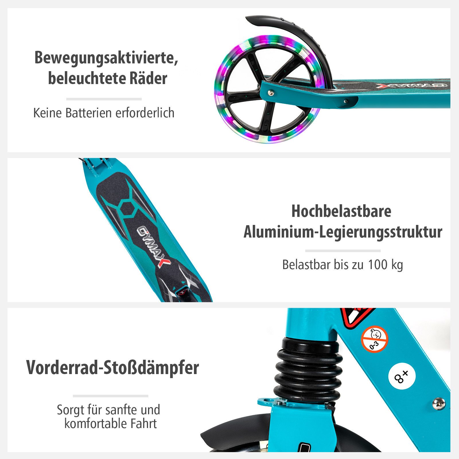 COSTWAY Scooter, Roller klappbar, kinder ab 8 jahre