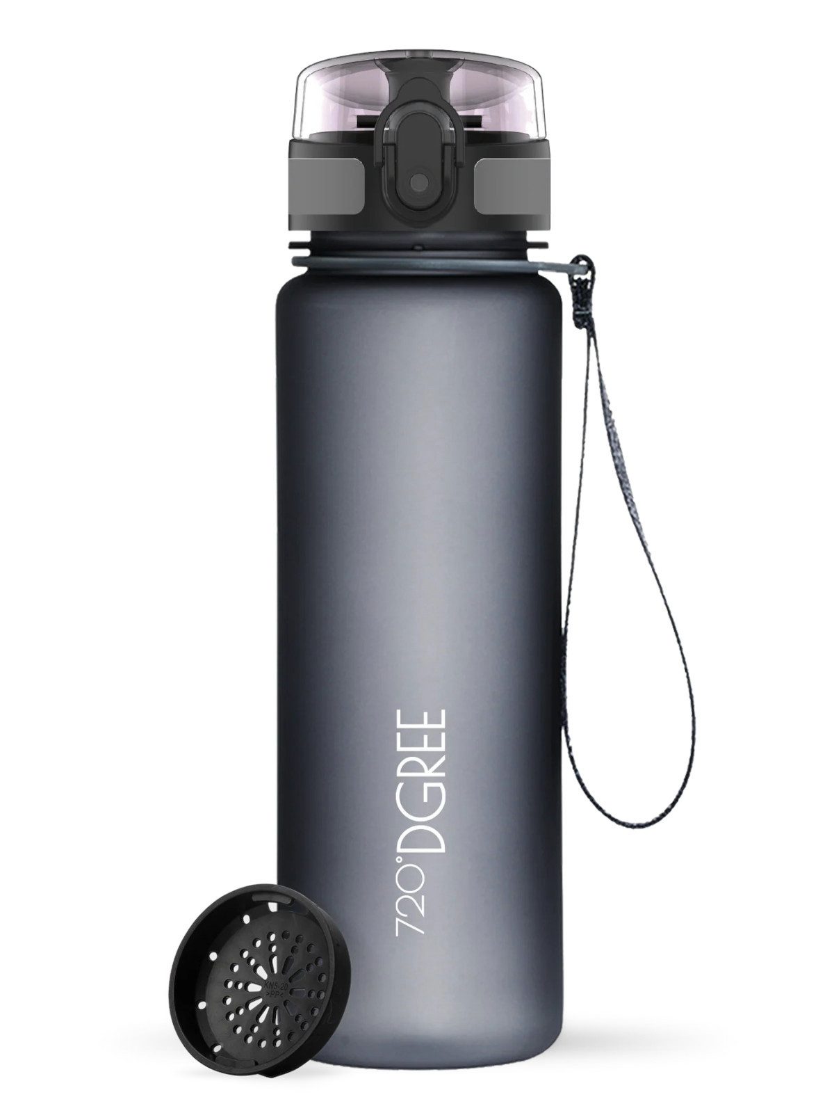 720°DGREE Trinkflasche Trinkflasche uberBottle softTouch mit Sieb stone gray 0,5l