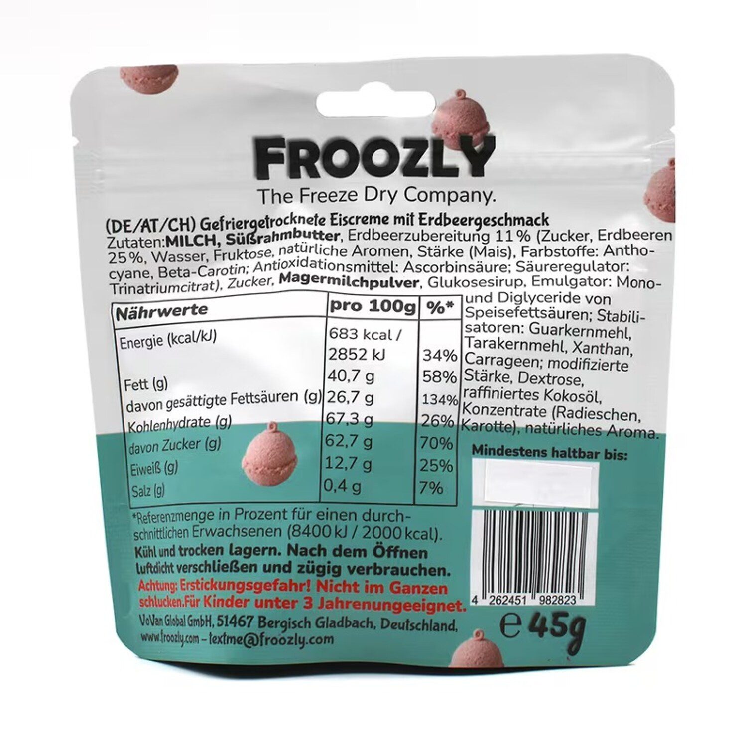 Süßigkeit, 1 x 45 g, Freeze Dried Ice Cream Strawberry
