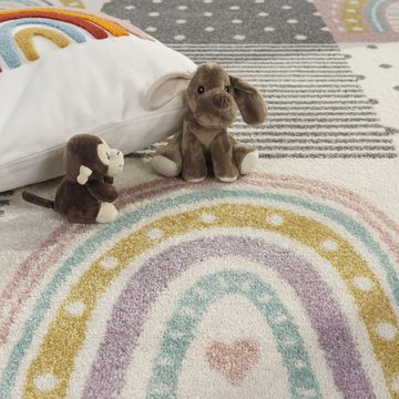 Kinderteppich Kinderteppich Geometrisches Muster Regenbogen Herz, Paco Home, Läufer, Höhe: 13 mm