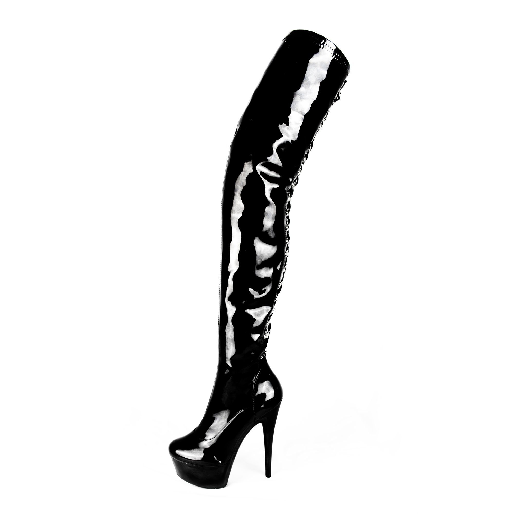 Erogance 36 44 vegan - High-Heel-Stiefel Stretchlack D3063 Stiefel Erogance Thigh High Größe