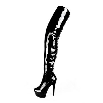 Erogance Erogance Stretchlack Thigh High Stiefel D3063 Größe 44 High-Heel-Stiefel vegan