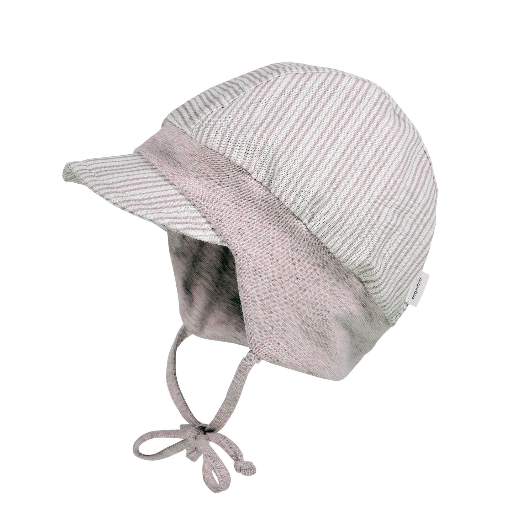 MAXIMO Schirmmütze (1-St) Beige-Streifen, Leinenoptik, UV50, Baby-Boy