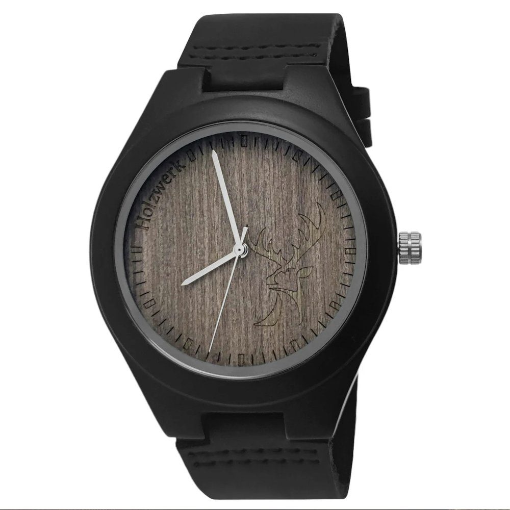 Holzwerk Quarzuhr Leder & Holz Armbanduhr, Holz Unikate, ideal als Geschenk, inkl. Часыbox