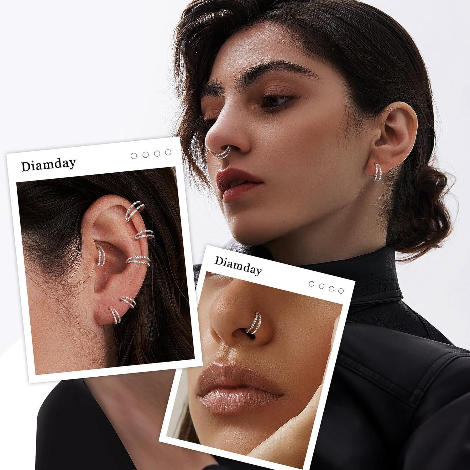 LuxusKollektion Nasenpiercing Nasenpiercing Ring CZ Nasenring Helix Piercing 18G/20G – Bild 3 von 5