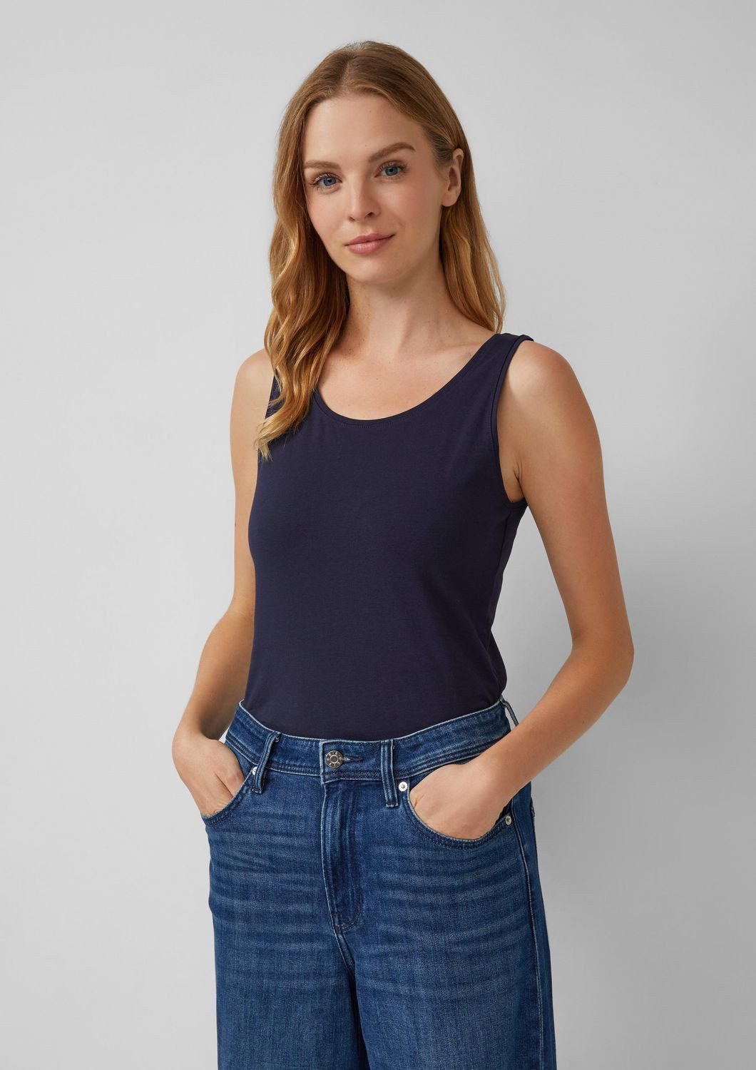 s.Oliver T-Shirt Basic-Top (Set) runder Ausschnitt, breite Träger, Slim Fit im 3er SPARPACK