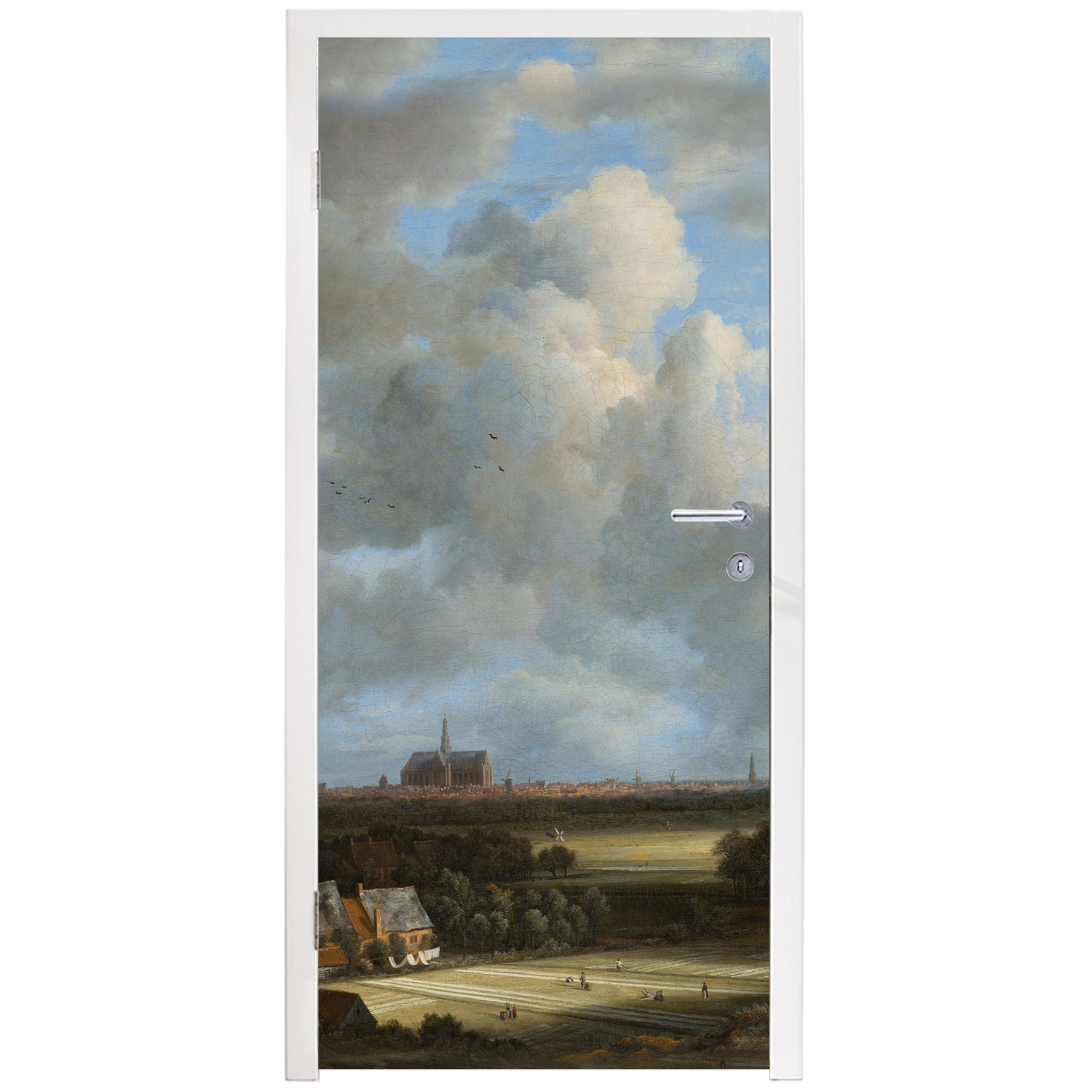 Haarlem Tür, Jacob van - bedruckt, Fototapete für mit Türaufkleber, St), von cm Matt, Tribüne Türtapete Ansicht (1 75x205 Ruisdael, MuchoWow von Gemälde