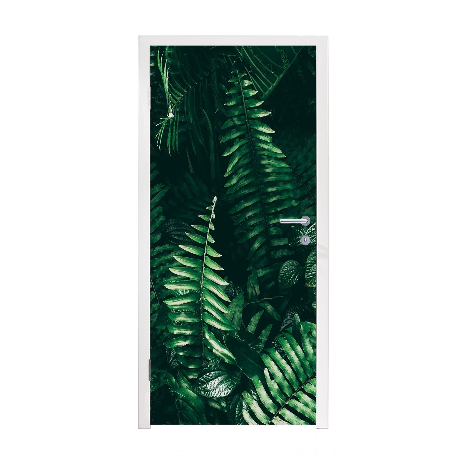 MuchoWow Türtapete Blätter - Dschungel - Natur - Tropisch - Pflanzen, Matt, bedruckt, (1 St), Fototapete für Tür, Türaufkleber, 75x205 cm