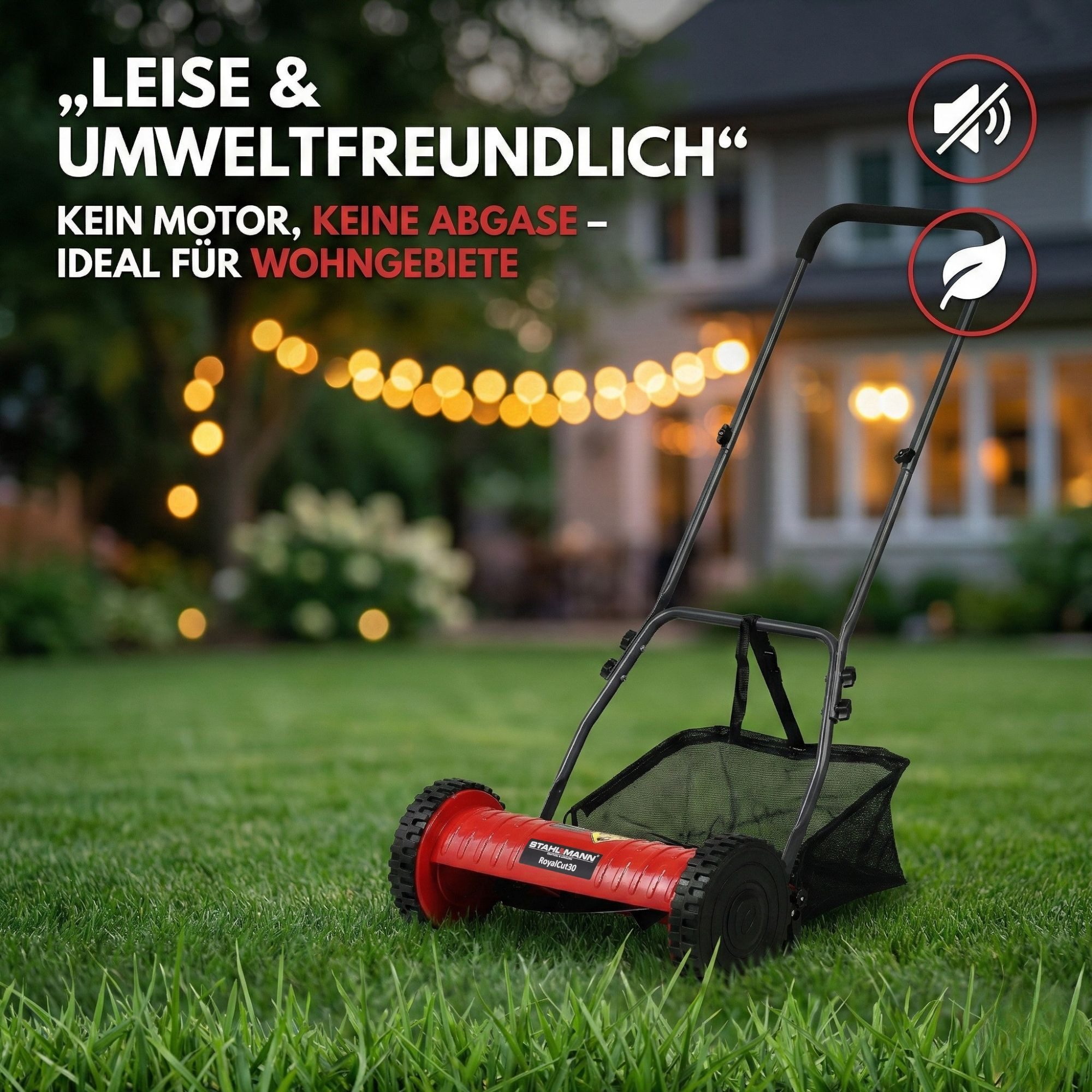 Stahlmann Spindelmäher Spindelmäher RoyalCut – Rasenmäher mit 30 cm Schnittbreite, 30 cm Schnittbreite, (Handrasenmäher manuell), 27 Liter Fangkorb, 4-stufige S – Bild 5 von 5