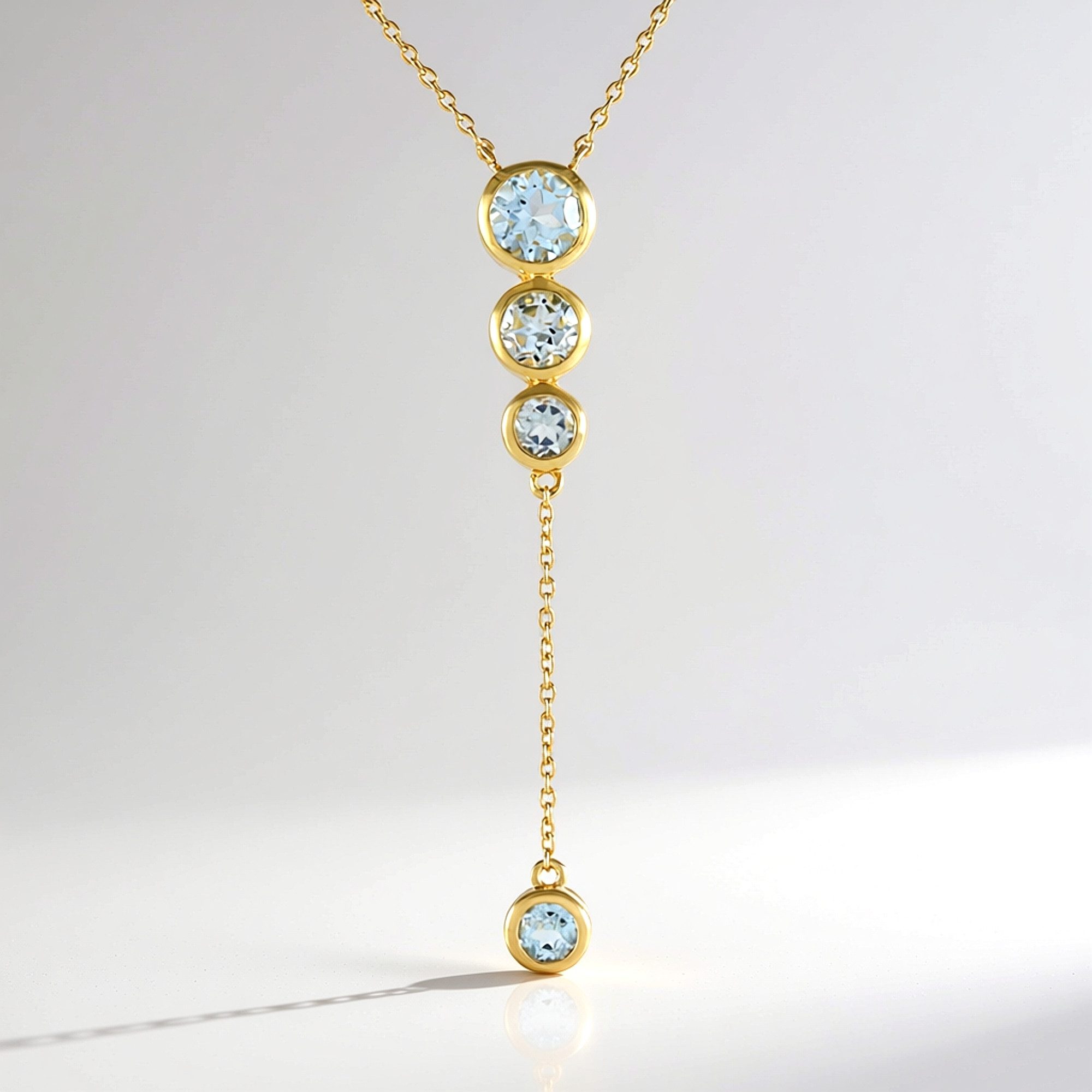 Cavill Silberkette Cavill vergoldetes Silbercollier 1,98 ct himmelblauer Topas rund (1-tlg)