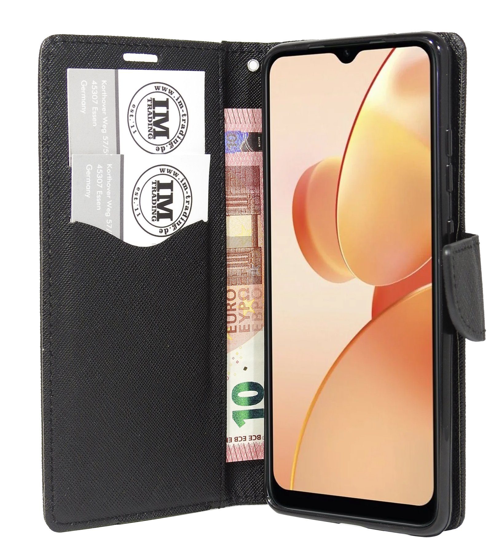 cofi1453 Handyhülle Buch Tasche für Realme C31 Schwarz 6,5 Zoll, Schutzhülle Handy Wallet Case Cover