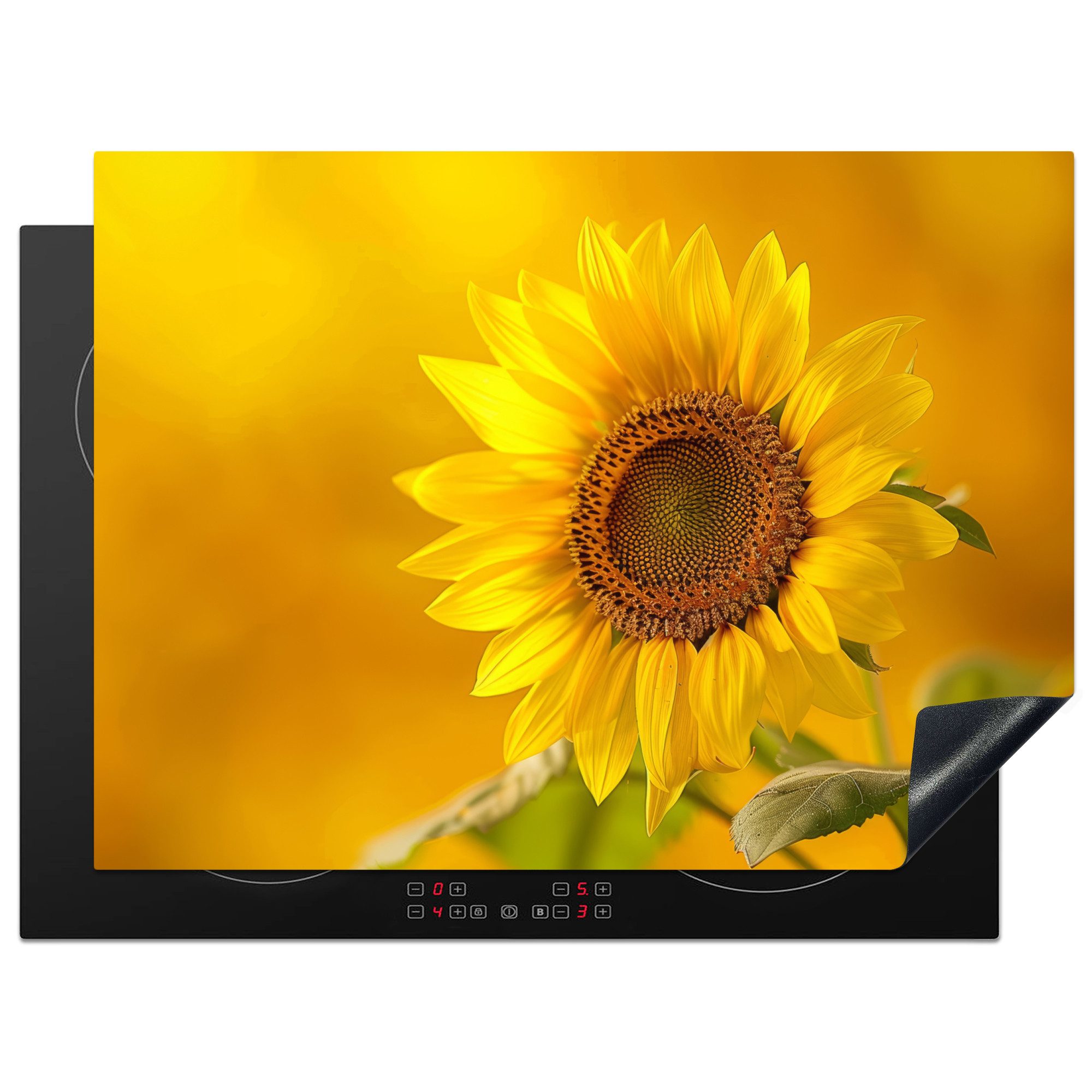MuchoWow Herd-Abdeckplatte Sonnenblume - Blume - Gelb, Vinyl, (1 tlg), Küche Herdabdeckung Ceranfeld Induktionsfeld Vinyl, 65x50 cm