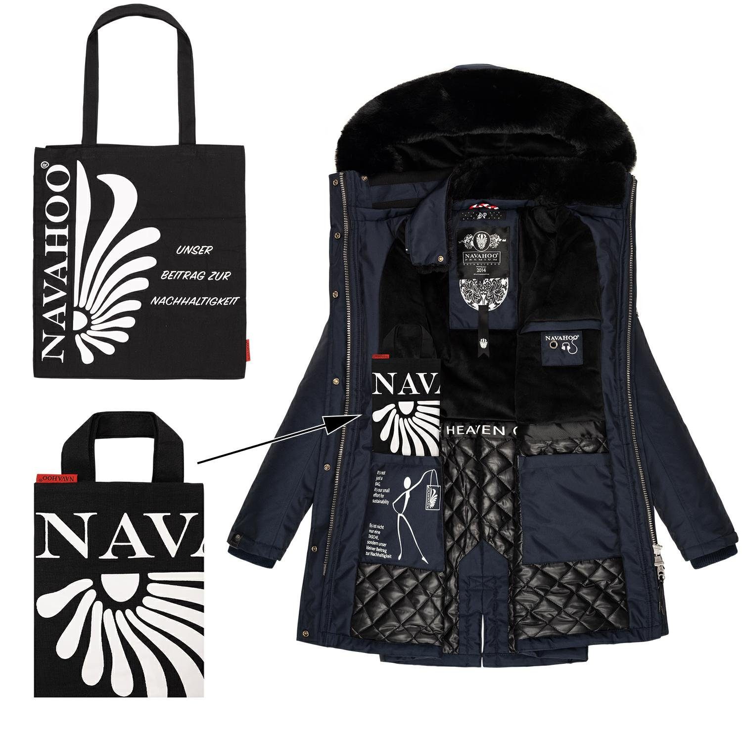 Navahoo Wintermantel Tiniis Parka mit abnehmbarer Kapuze und extra Einkaufstasche