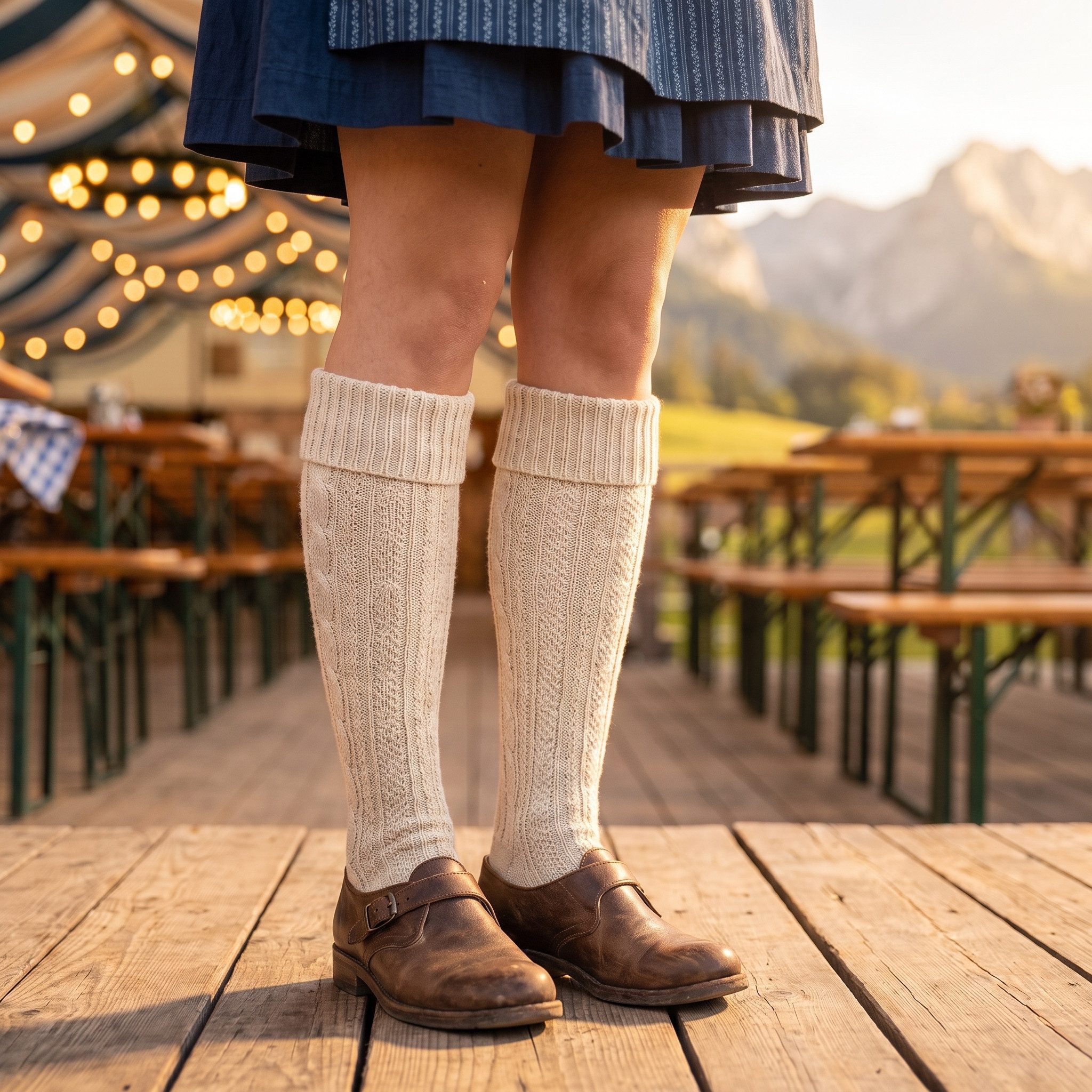 Black Snake Trachtensocken Kniebundstrümpfe mit Zopfmuster fürs Oktoberfest für Damen und Herren (Kniestrumpf, 1-Paar, Grau 39/42) Kniehoch mit breitem Umschlag – Bild 4 von 5