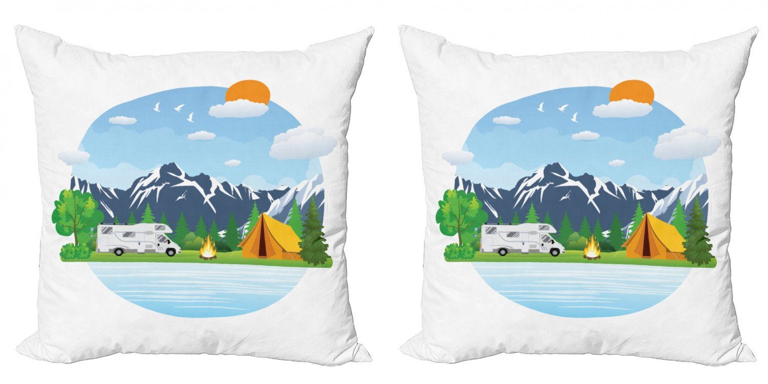 Kissenbezüge Modern Accent Doppelseitiger Digitaldruck, Abakuhaus (2 Stück), Wohnmobil Wald Camping Sommer