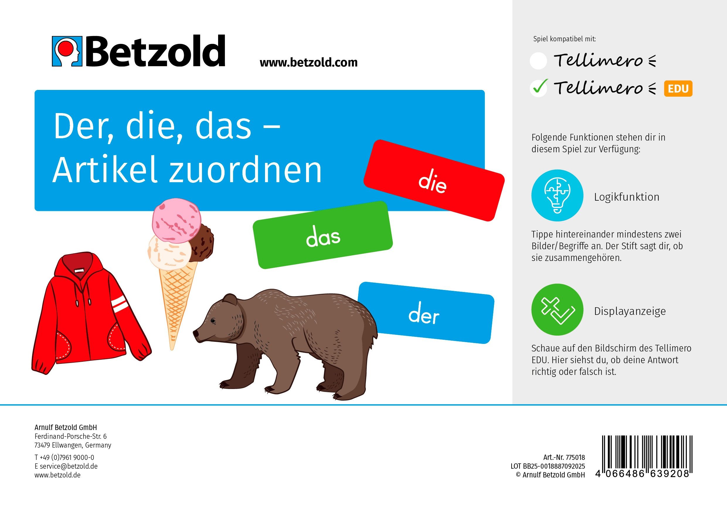 Tellimero Lernspielzeug EDU Lernkarten Artikel zuordnen - Sprachförderung