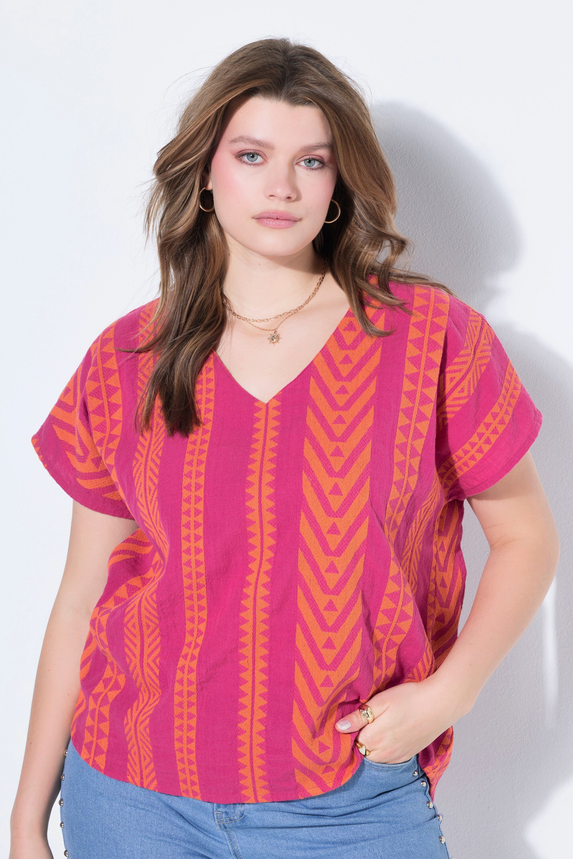 Studio Untold Druckbluse Blusenshirt oversized Jacquard-Muster
