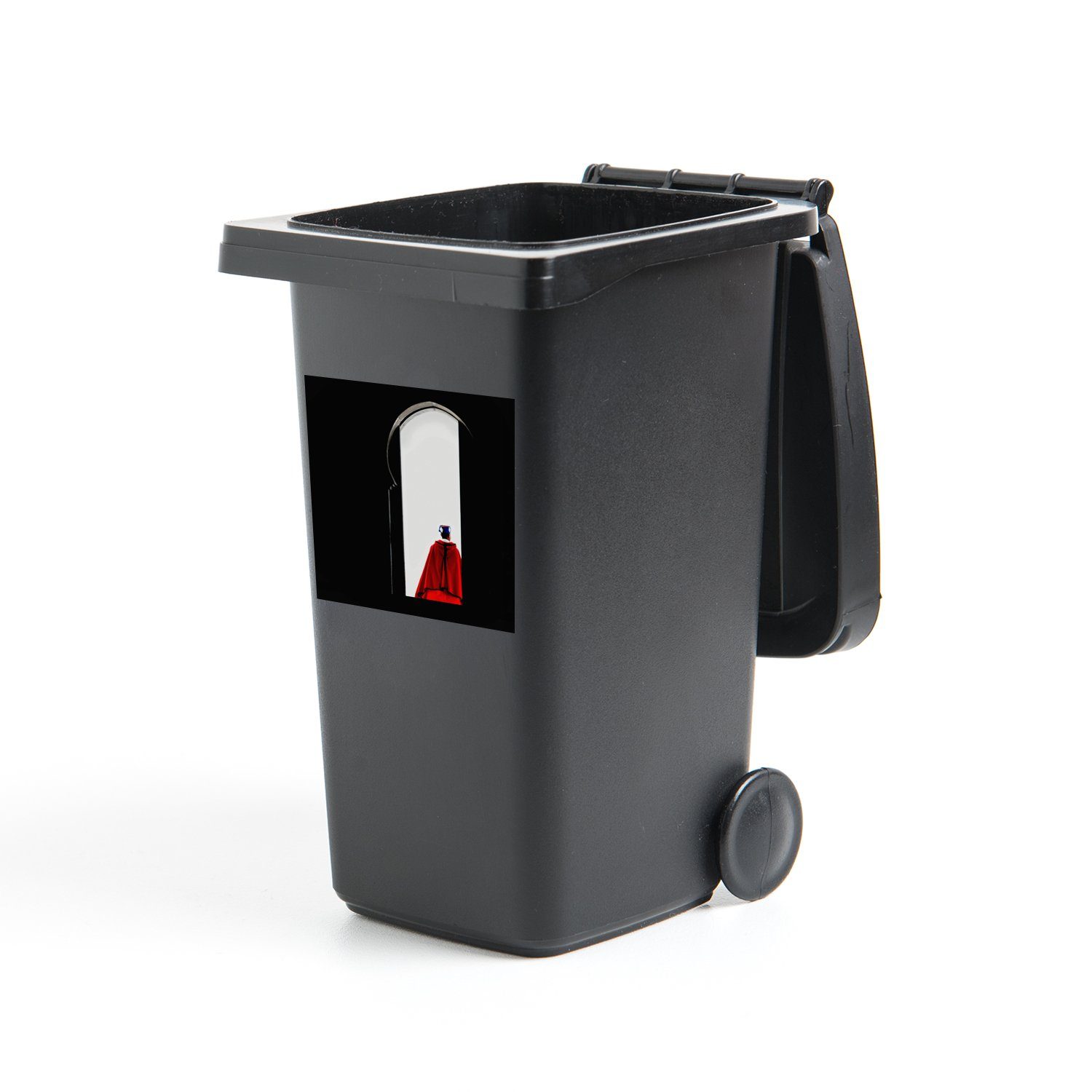 MuchoWow Wandsticker Tür - Mann - Rot - Schwarz (1 St), Mülleimer-aufkleber, Mülltonne, Sticker, Container, Abfalbehälter