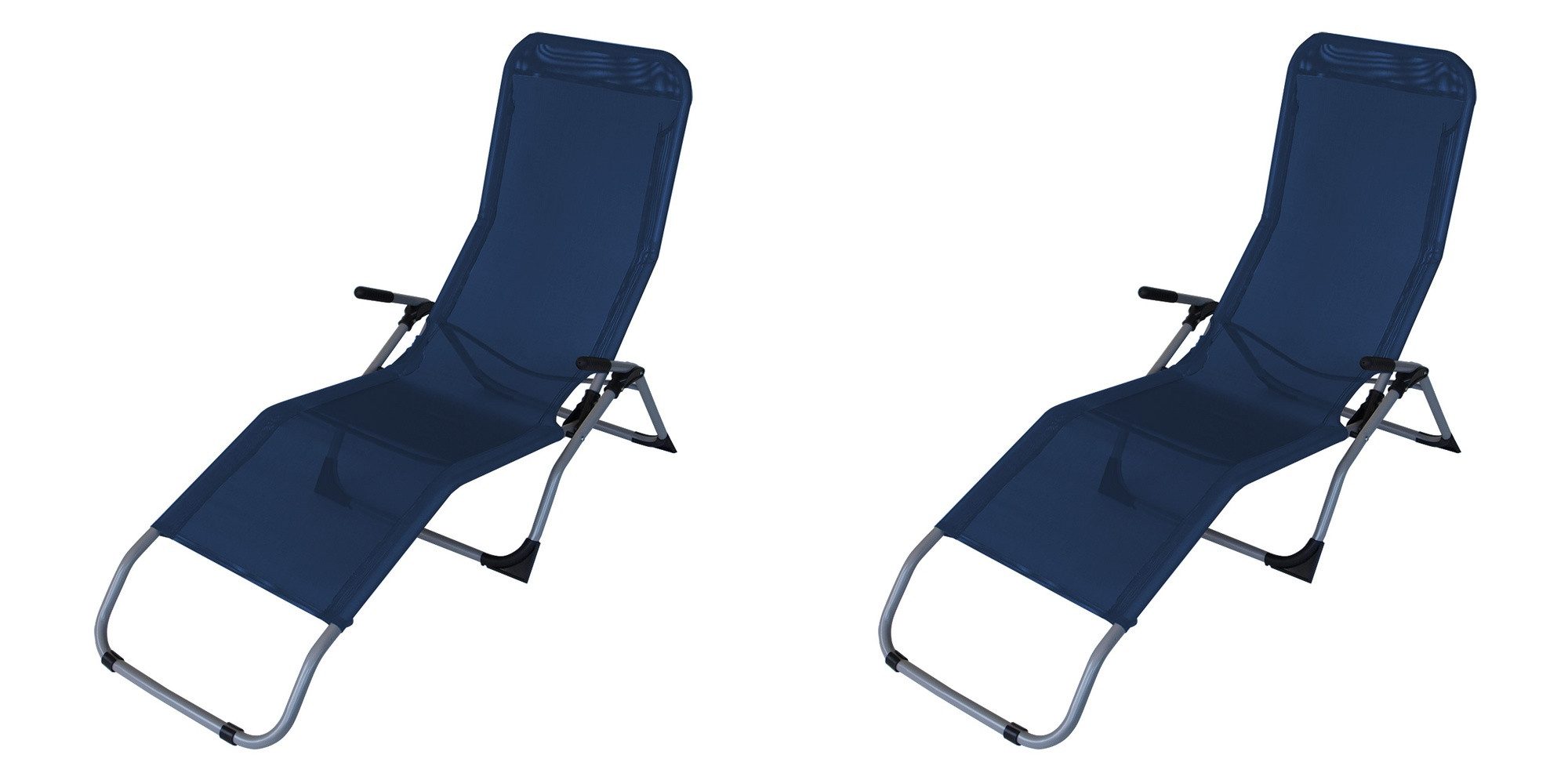 DEGAMO Wellnessliege SYLT, 2 St., Stahl silbergrau, Kunstgewebe blau, faltbar kippbar