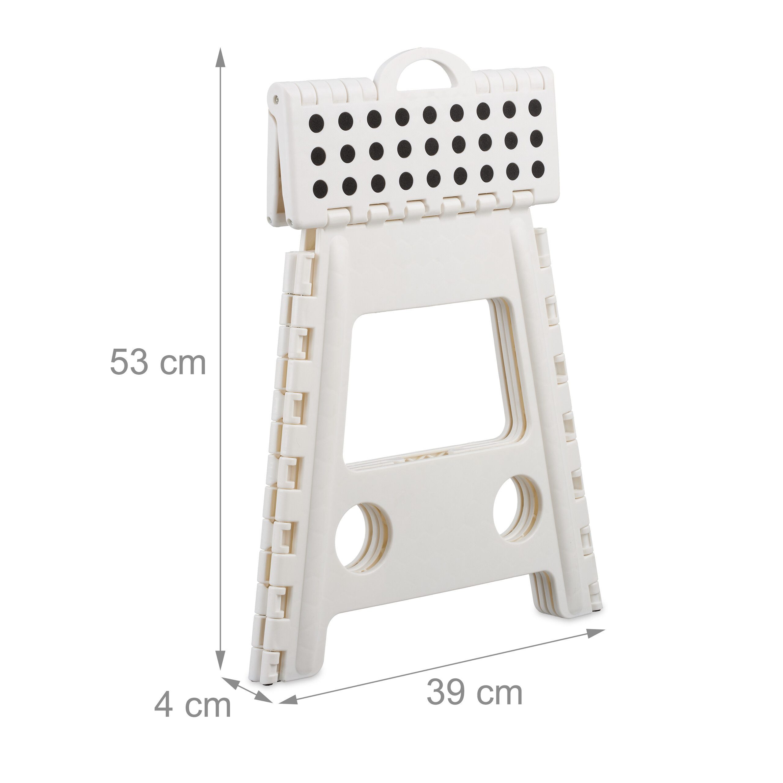 relaxdays Tritthocker Klapphocker faltbar XL, weiß