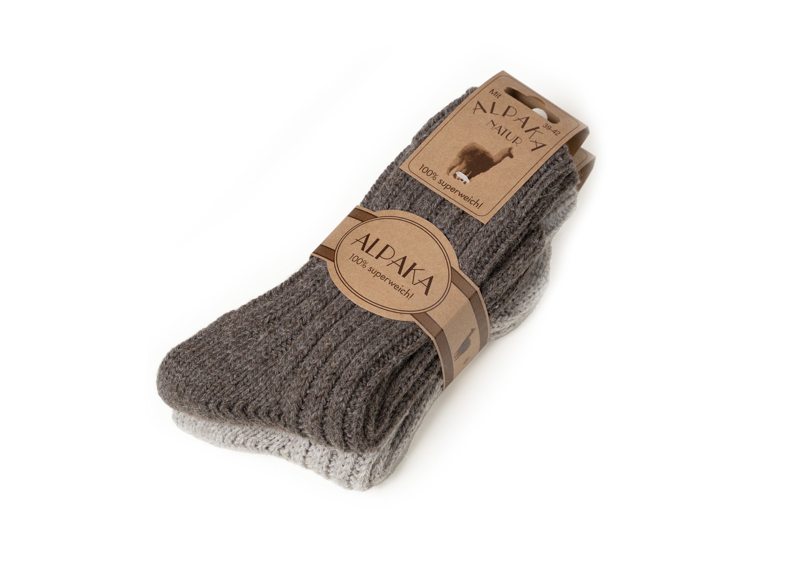 Alpakawolle mit warme Taupe/Braun 50% und Wollanteil Alpakawolle HomeOfSocks mit Socken Wollsocken Wollsocken Strapazierfähige und