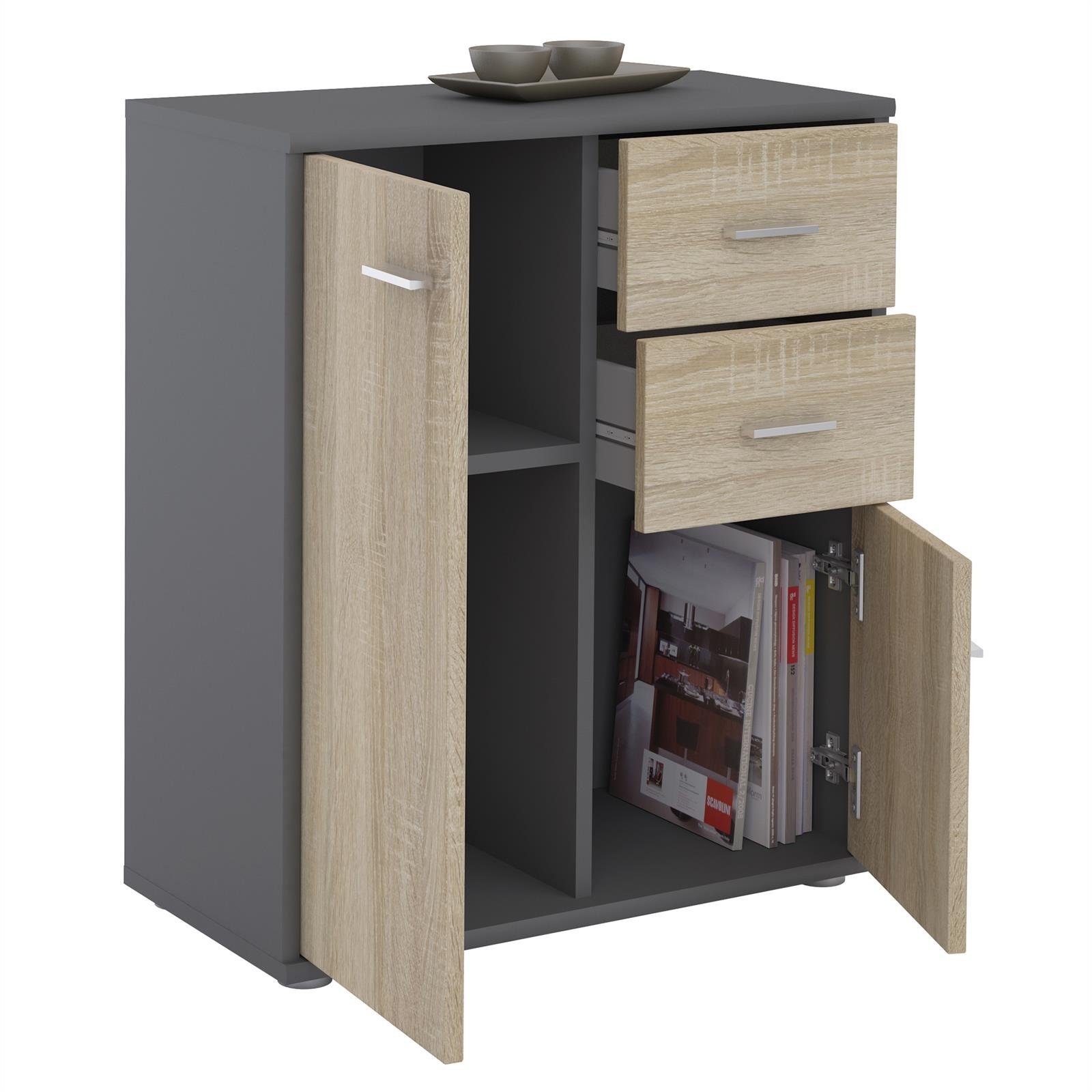 CARO-Möbel Highboard LOCARNO, Kommode Highboard Mehrzweckschrank günstig online kaufen