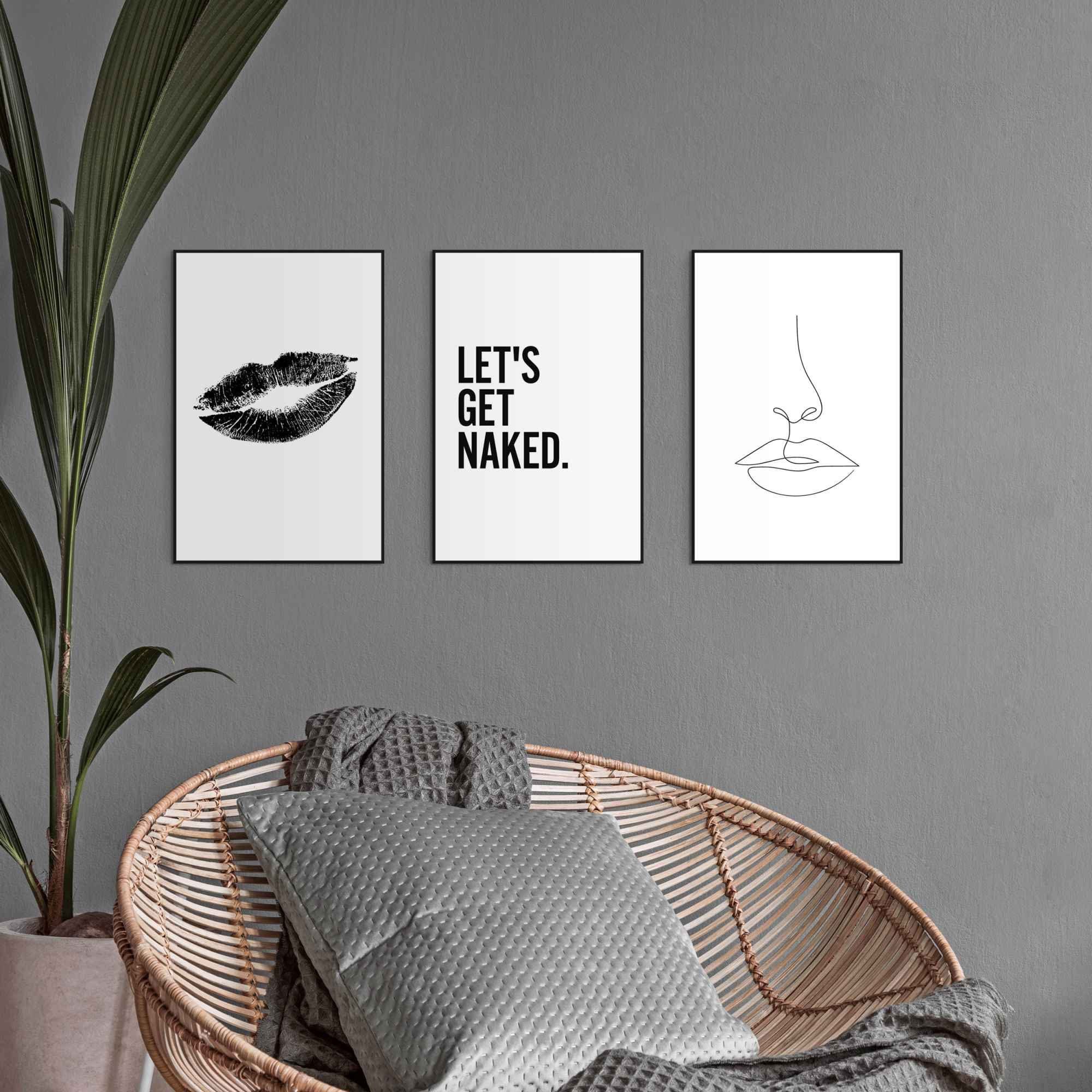 Reinders! Wandbild Frau Zitat - Linienzeichnung - Modern - Text - Trendy, (3 St)