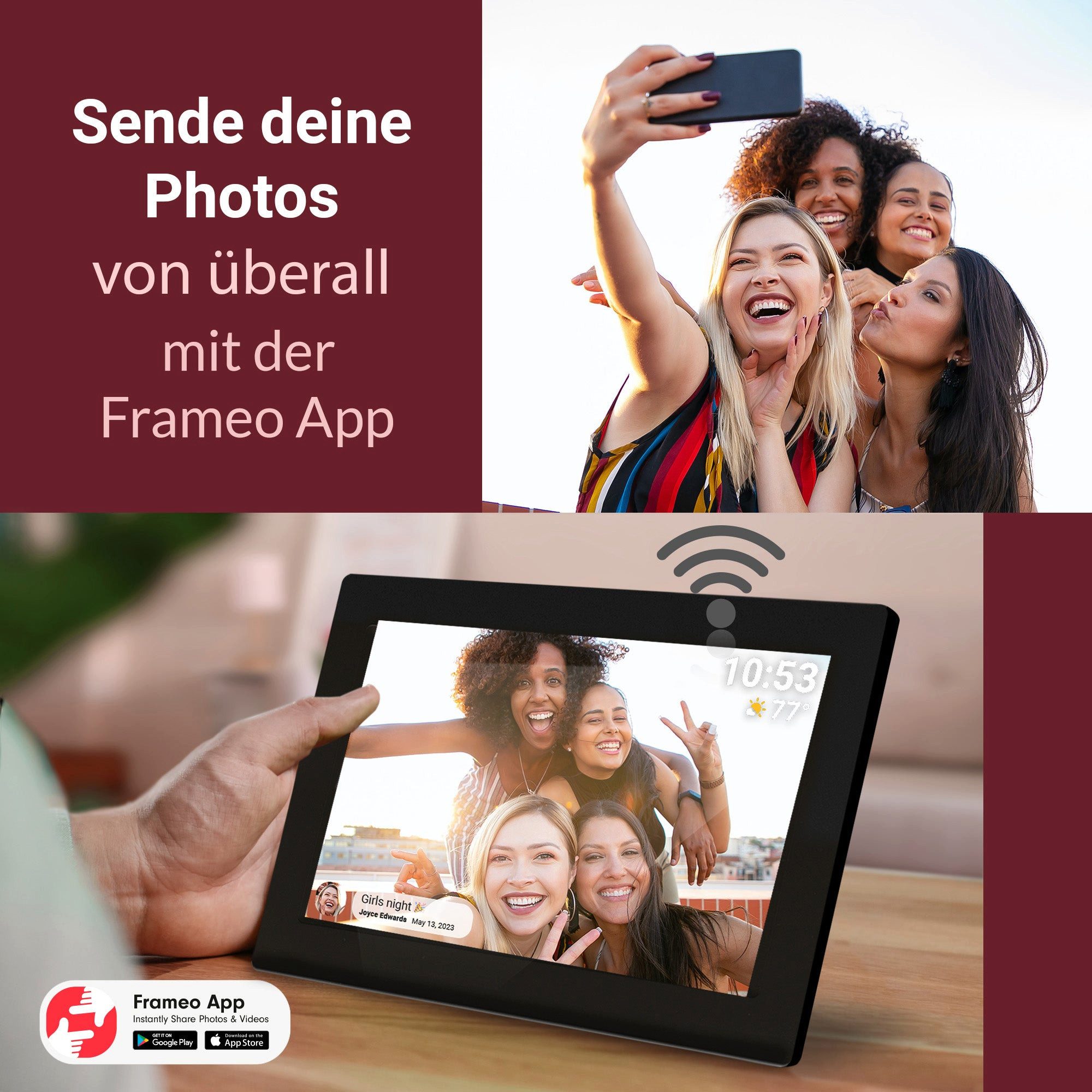 Xoro CPF 10C1/C2- 10.1 Zoll Digitaler Bilderrahmen (25,65 cm/10.1 ", 1280 × 800 Pixel, 16 GB, IPS‑Touchdisplay mit ultraweitem Blickwinkel)