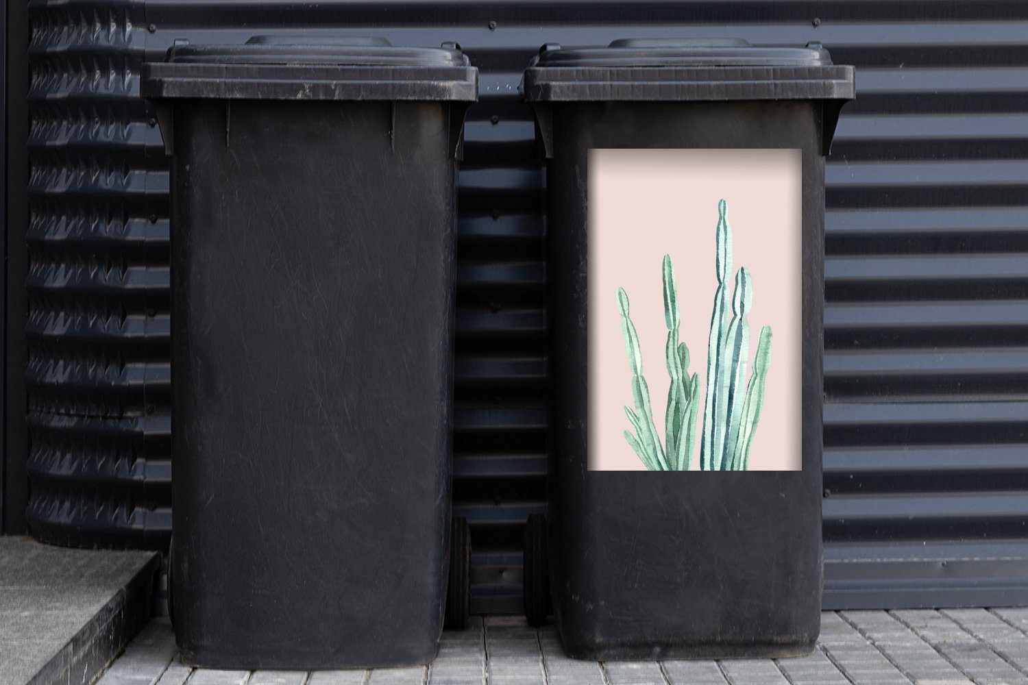 MuchoWow Wandsticker Rosa Container, St), (1 Mülltonne, Sukkulente Kaktus Mülleimer-aufkleber, Abfalbehälter Sticker, - 