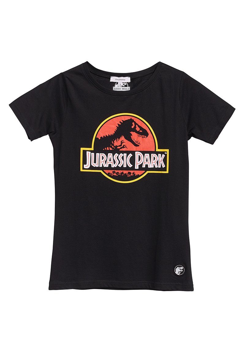 ONOMATO! T-Shirt Jurassic Park Damen Frauen T-Shirt Schwarz Retro Dinosaurier T-Rex