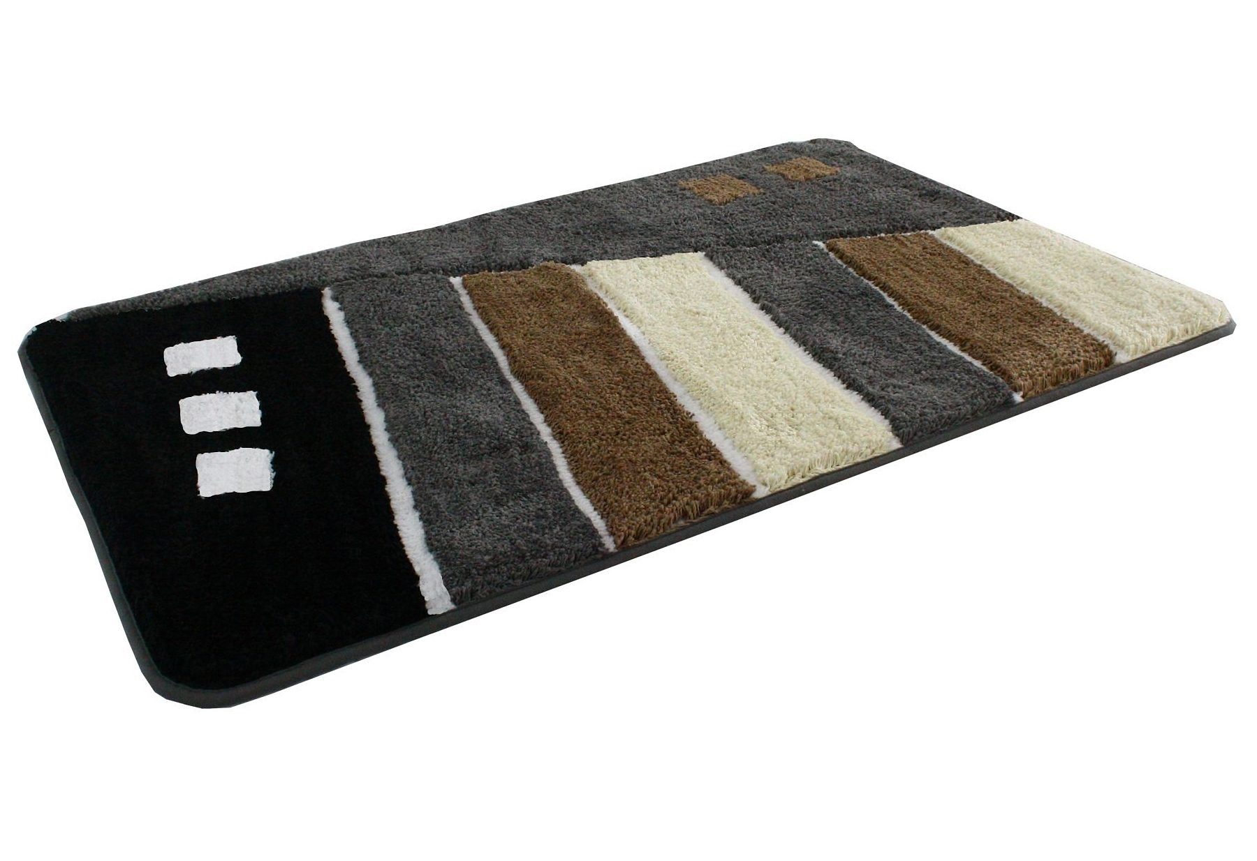 KiNZLER Badematte Gembloux, Badvorleger, Badezimmer Teppich, Höhe 20 mm, rutschhemmend beschichtet, fußbodenheizungsgeeignet, Polyester, rechteckig, Badteppich, modernes Design, als rechteckig & rund erhältlich