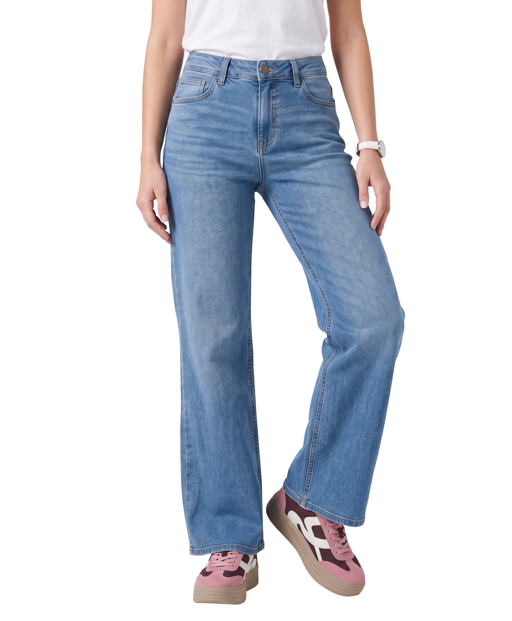 BlauerHafen Schlagjeans Damen Schlagjeans Stretch Baumwollmischung 5 Pocket mit Reißverschluss