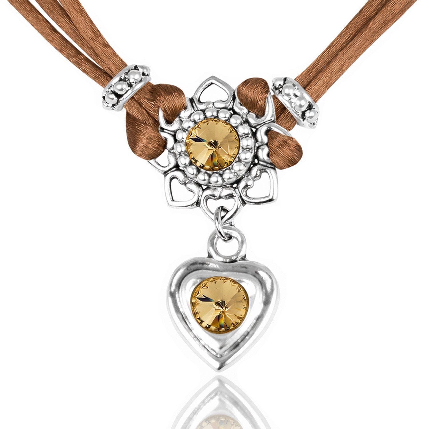 Kette mit Anhänger LUISIA® Halskette 'Chiara' Herzblüte - Kristalle v
