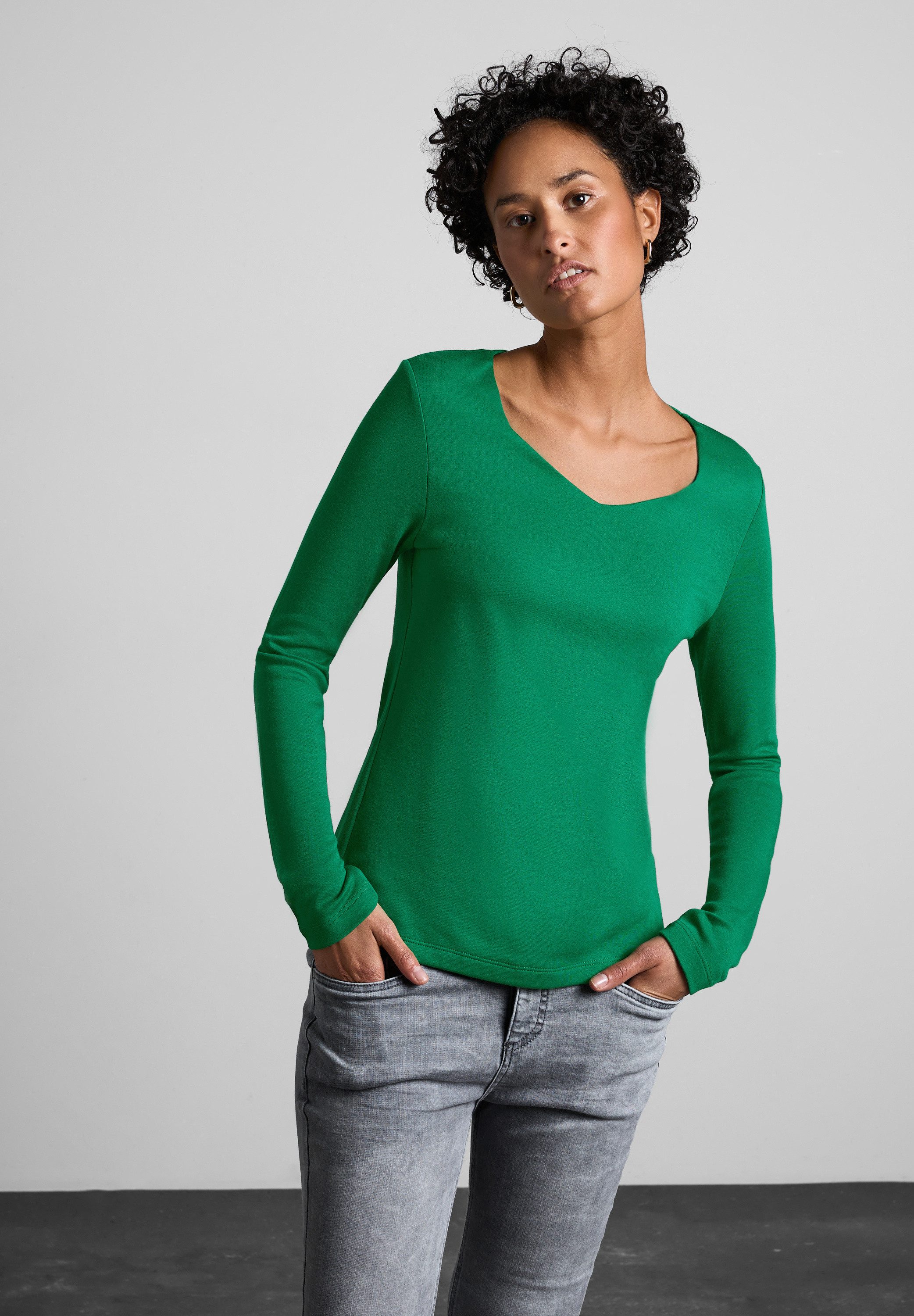 STREET ONE Langarmshirt in Unifarbe