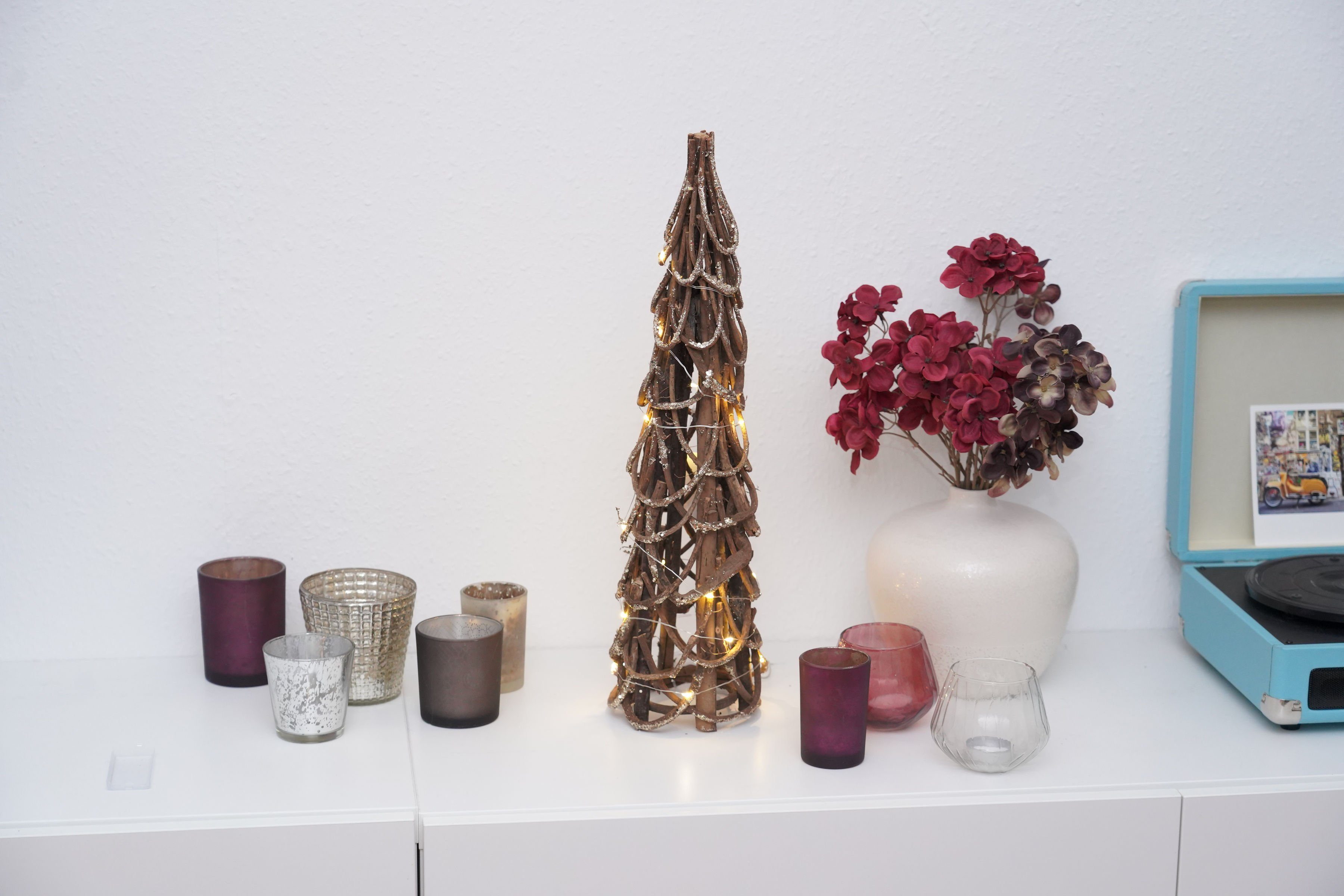 Spetebo Künstlicher Weihnachtsbaum Rattan LED Weihnachtsbaum 50 cm - 20 LED günstig online kaufen