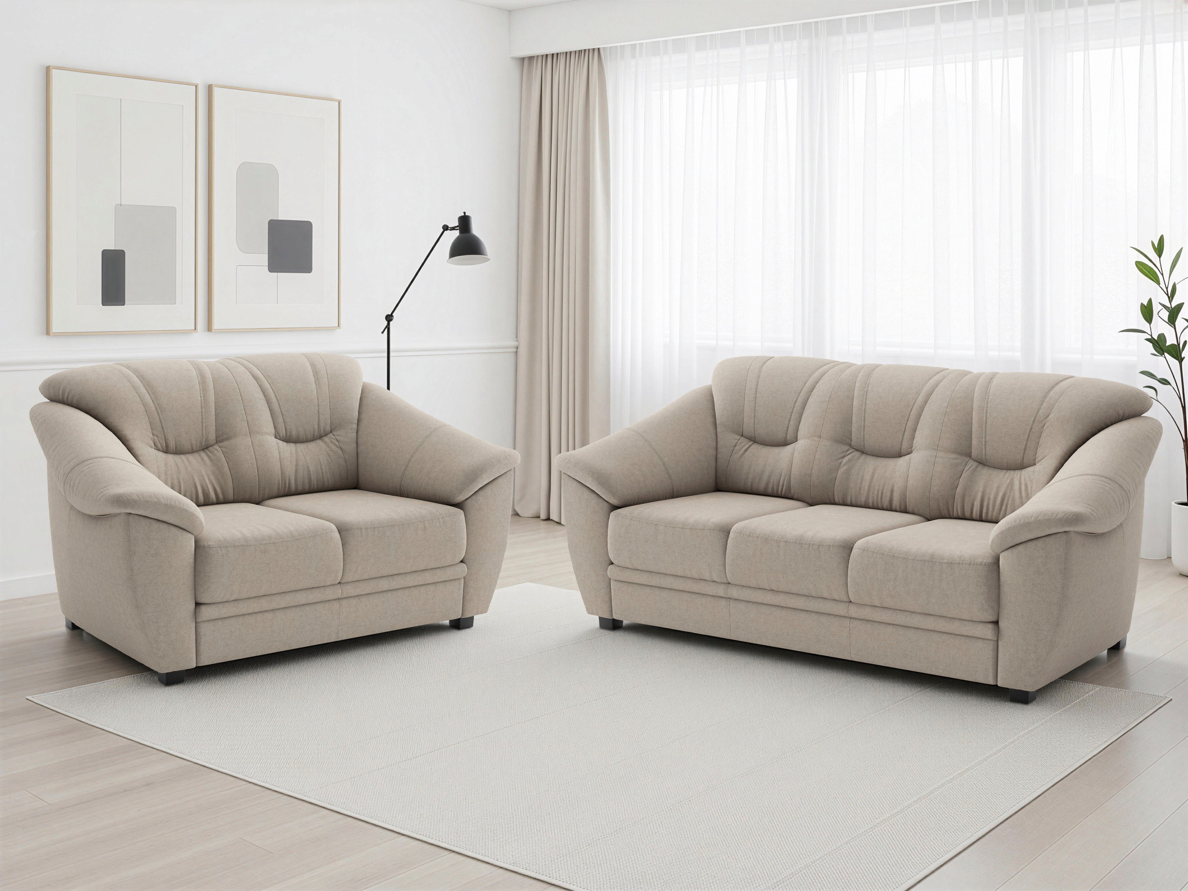 sit&more Polstergarnitur Savona, Set: 2- & 3er-Sofa, B: 148 bzw. 198 cm, Federkern-Polsterung, (2-tlg), komfortable Sitzhöhe 46 cm, frei im Raum stellbar, stilvolles Design