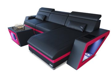 Sofa Dreams Ecksofa Ledersofa Couch Catania L Form Leder Sofa, mit LED, wahlweise mit Bettfunktion als Schlafsofa, Designersofa