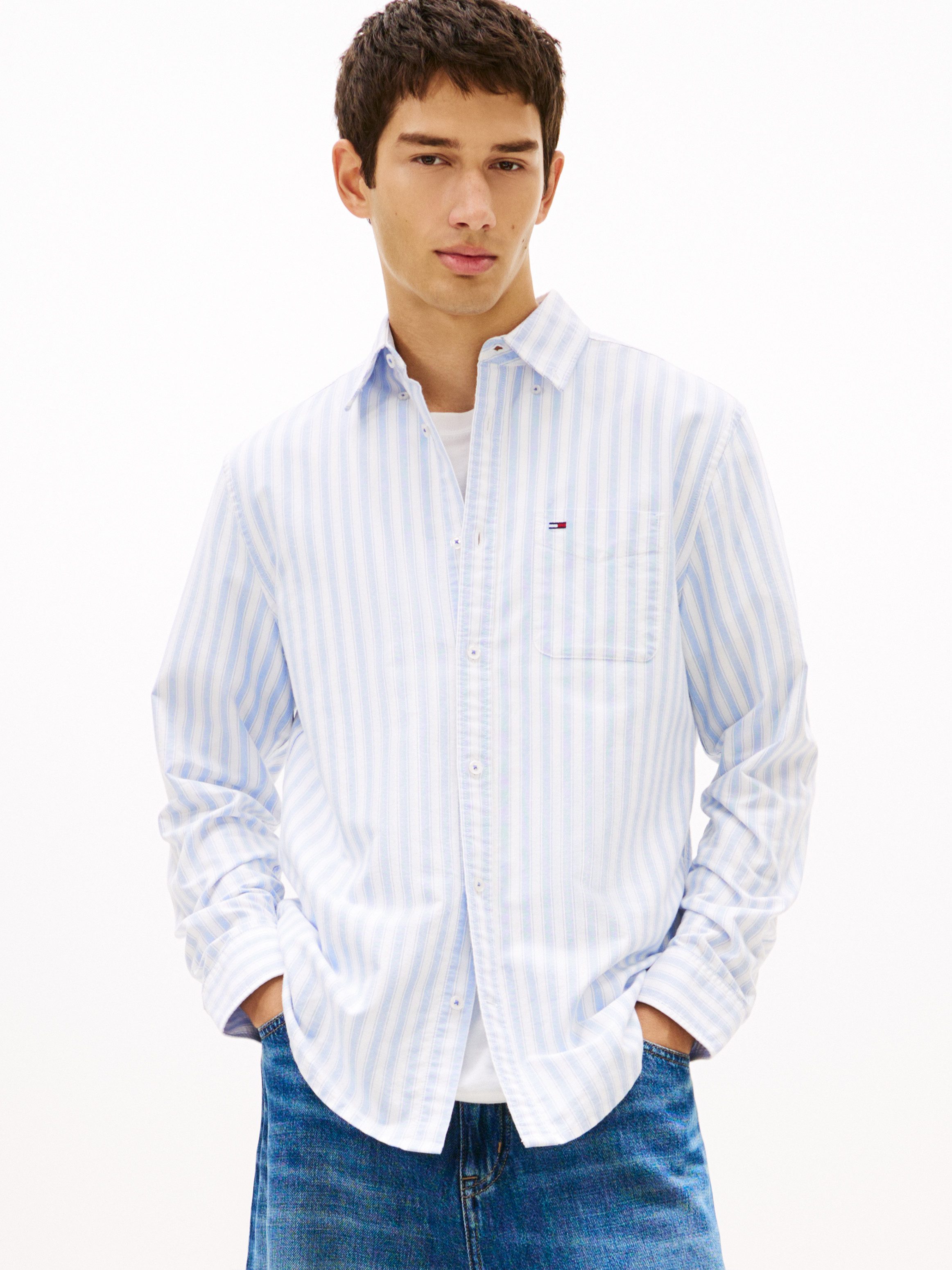 Tommy Jeans Langarmhemd REGULAR STRIPE OXFORD Regular fit mit Streifenmuster