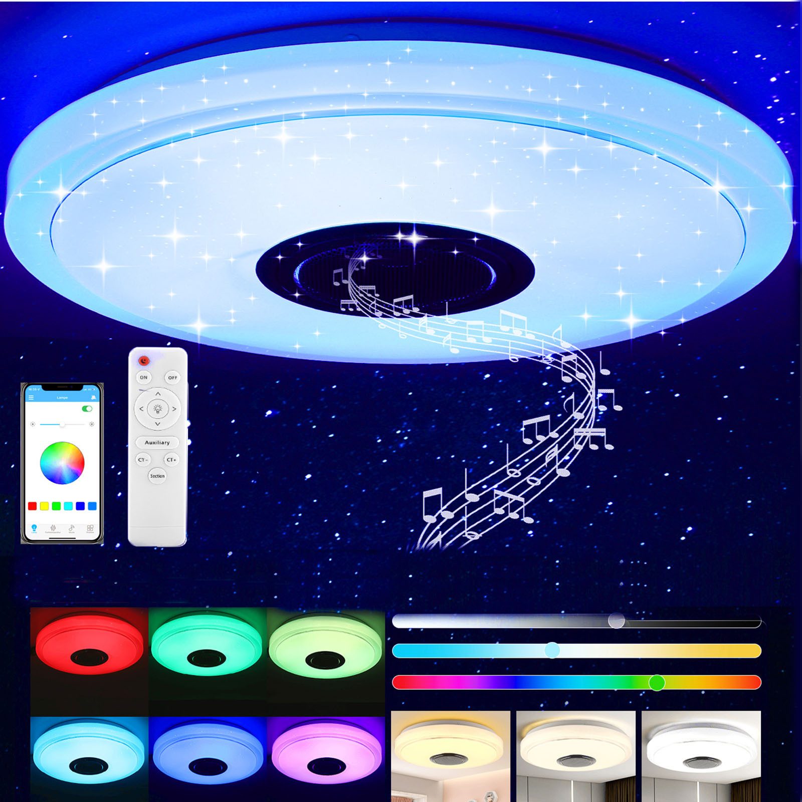 oyajia Deckenleuchte 60W LED Deckenlampe Bluetooth günstig online kaufen