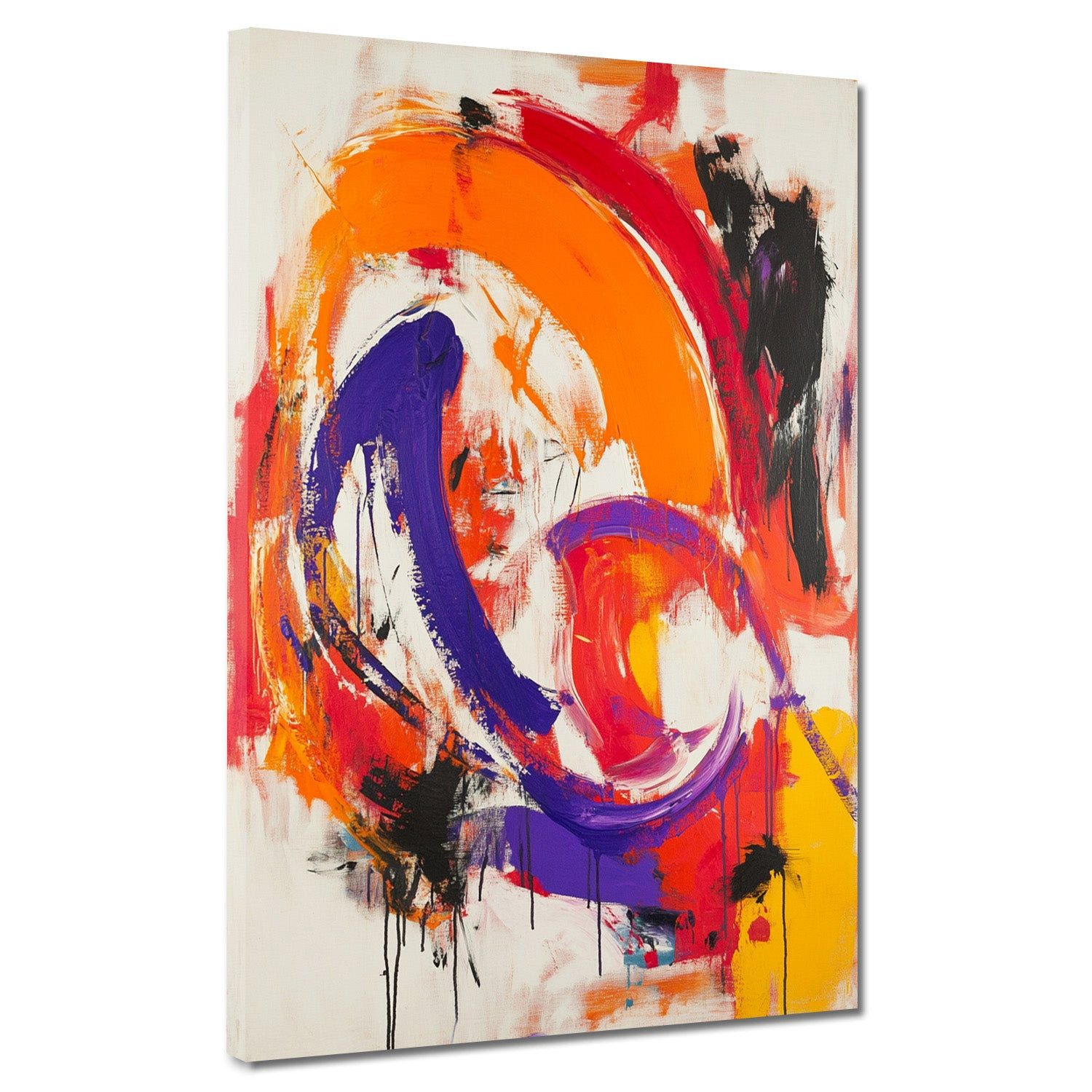 Artedinoi Leinwandbild Abstrakt Orange Lila expressiv Leinwandbild Wandbild Kunstdruck XL Wan, Abstrakt in Orange-Lila