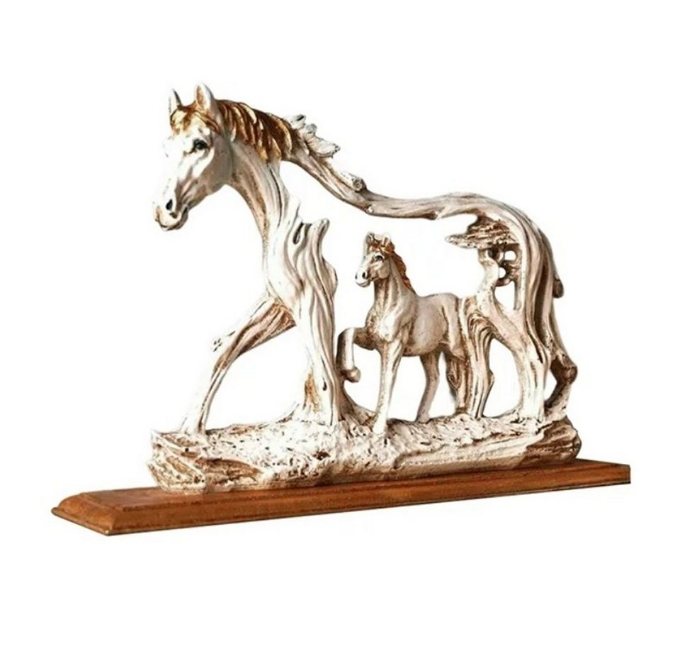 BAYLI Skulptur Stehendes galoppierendes Pferd - Kunstharzstatue für Zuhause  - Pferdes