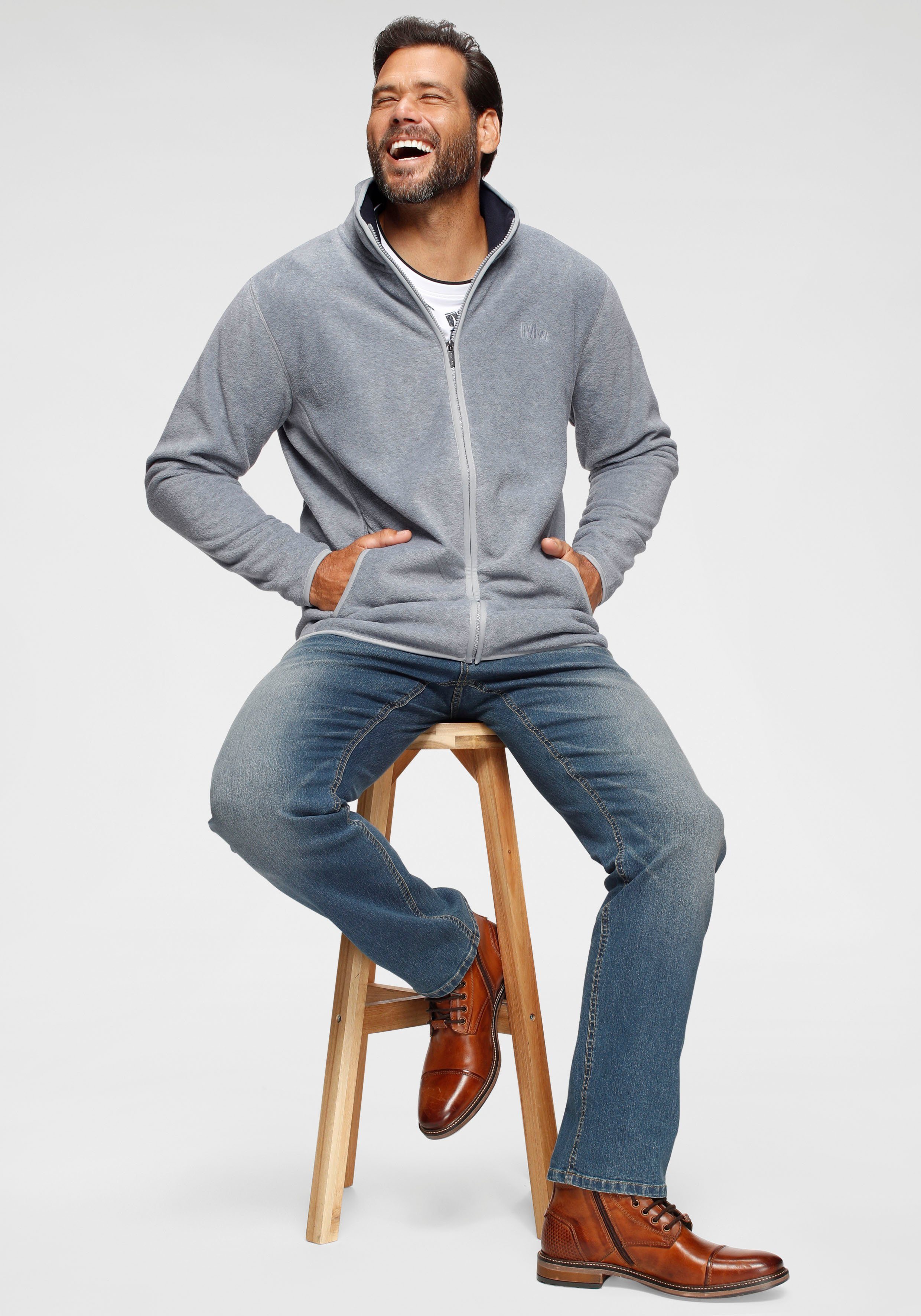 Man's World Fleecejacke für die Übergangszeit, aus Fleece, casual Look, schnelltrocknend
