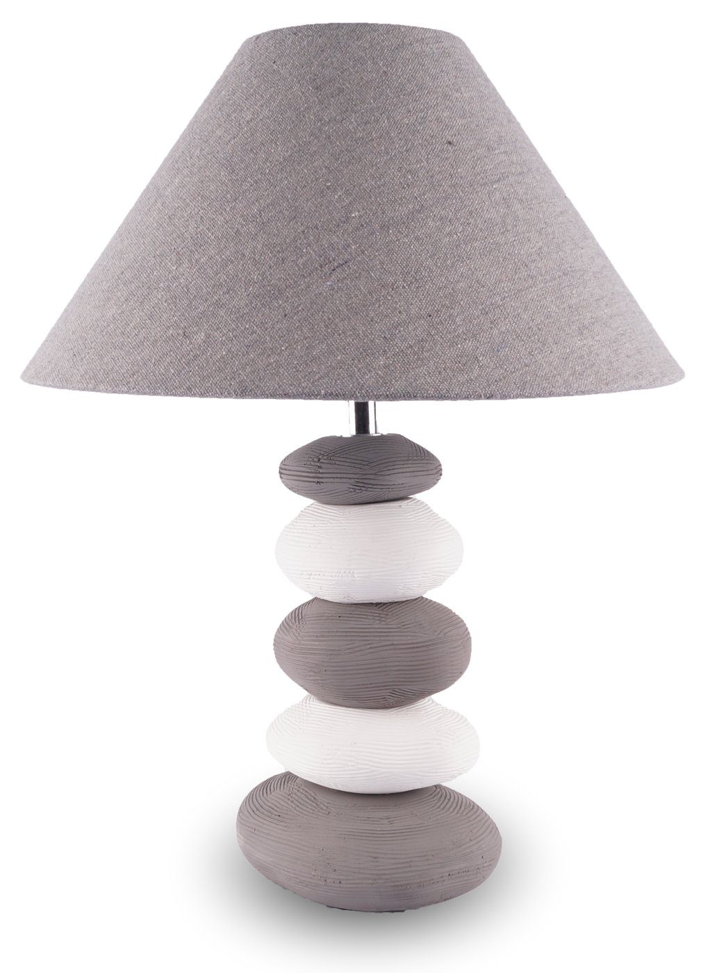 Levandeo® Nachttischlampe, Lampe H x B: 42x30cm Grau Weiß Steinoptik Tischleuchte
