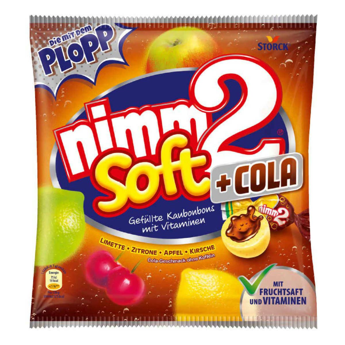 NIMM2 Süßigkeit, Storck Nimm2 Soft Cola Fruchtkaubonbons mit Colafüllung 195g
