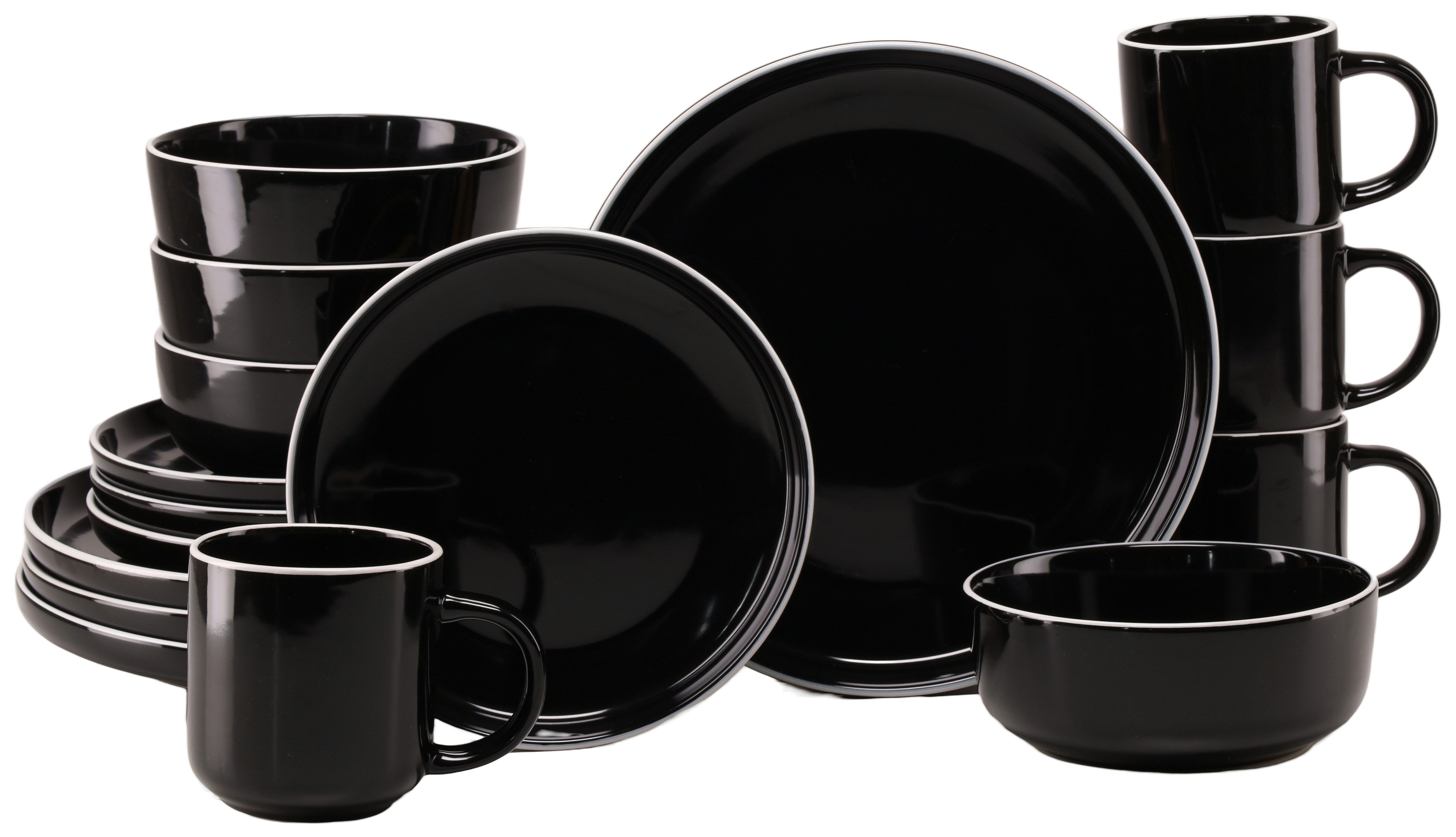 CreaTable Kombiservice Nordic Gourmet, Service 16-tlg. (16-tlg), 4 Personen, Steinzeug, Minimalistisches Design, Glänzende Glasur, Nordische Ästhetik