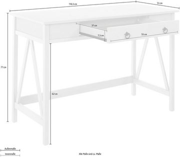 Timbers Schreibtisch Fonville, aus Kiefernholz, Breite 116,5 cm, Home Office, Konsolentisch