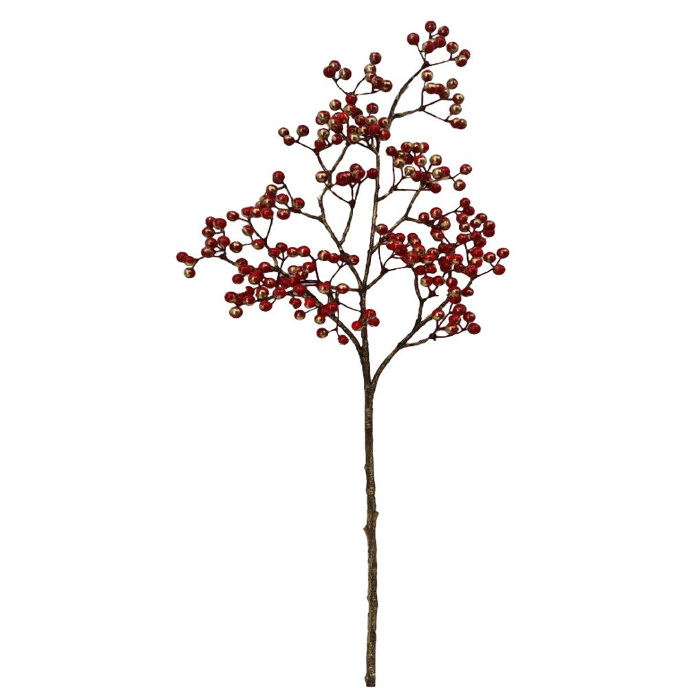 Kunstzweig Rote Beeren Zweig mit einem Goldfinish ca. 76 cm hoch, 2474U, Hö günstig online kaufen